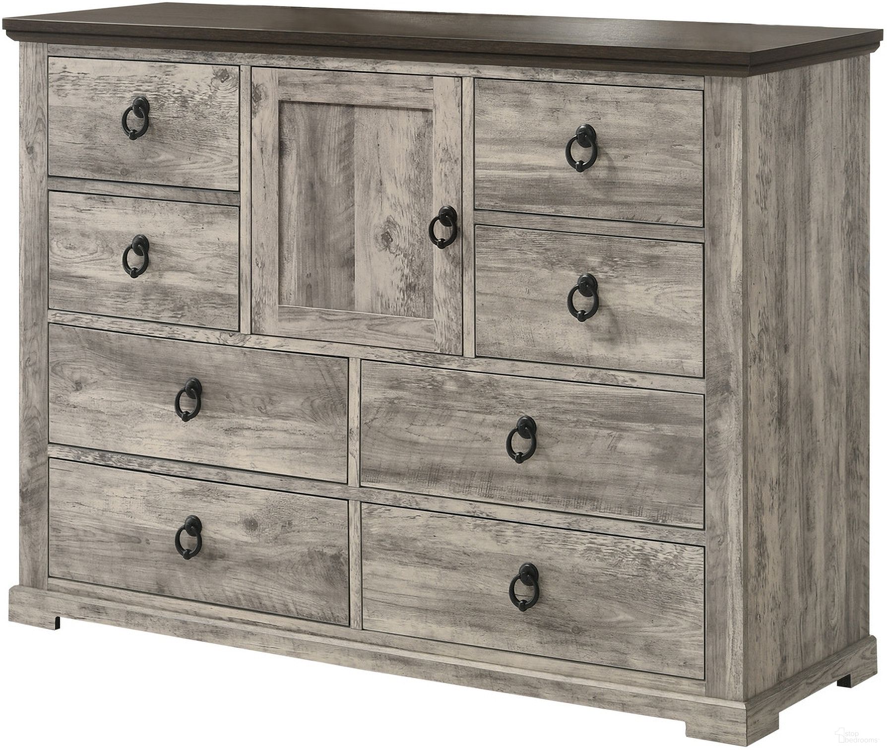 The appearance of Ella-Mae Dresser In Gray designed by Crown Mark in the rustic / southwestern interior design. This gray piece of furniture was selected by 1StopBedrooms from Ella-Mae Collection to add a touch of cosiness and style into your home. Sku: B6840-1.
