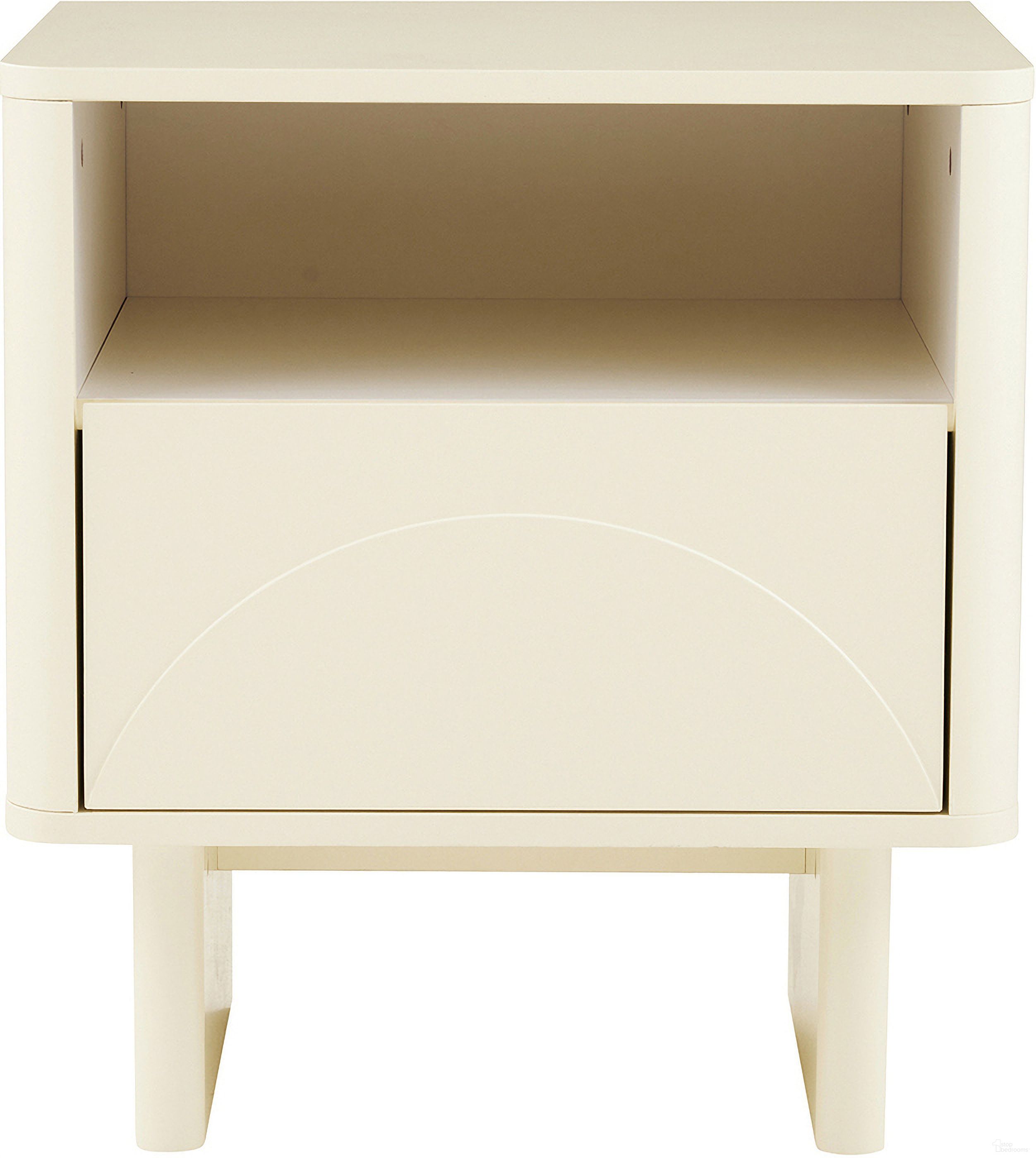 The appearance of Ella Nightstand In Cream designed by Manhattan Comfort in the modern / contemporary interior design. This cream piece of furniture  was selected by 1StopBedrooms from Ella Collection to add a touch of cosiness and style into your home. Sku: NS005-CR. Material: MDF.