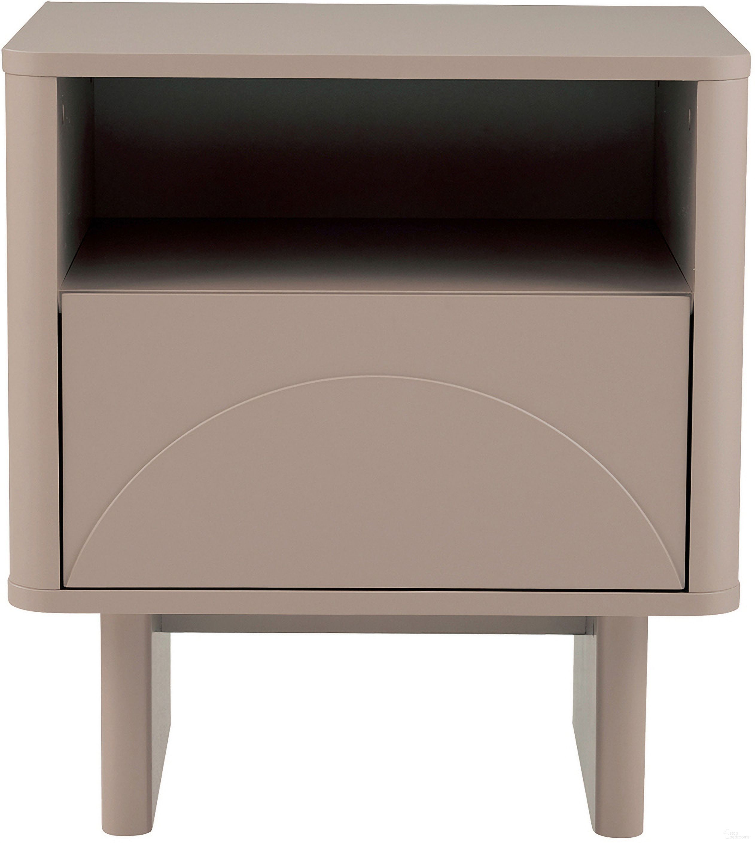 The appearance of Ella Nightstand In Mocha designed by Manhattan Comfort in the modern / contemporary interior design. This mocha piece of furniture was selected by 1StopBedrooms from Ella Collection to add a touch of cosiness and style into your home. Sku: NS005-MO. Material: MDF.