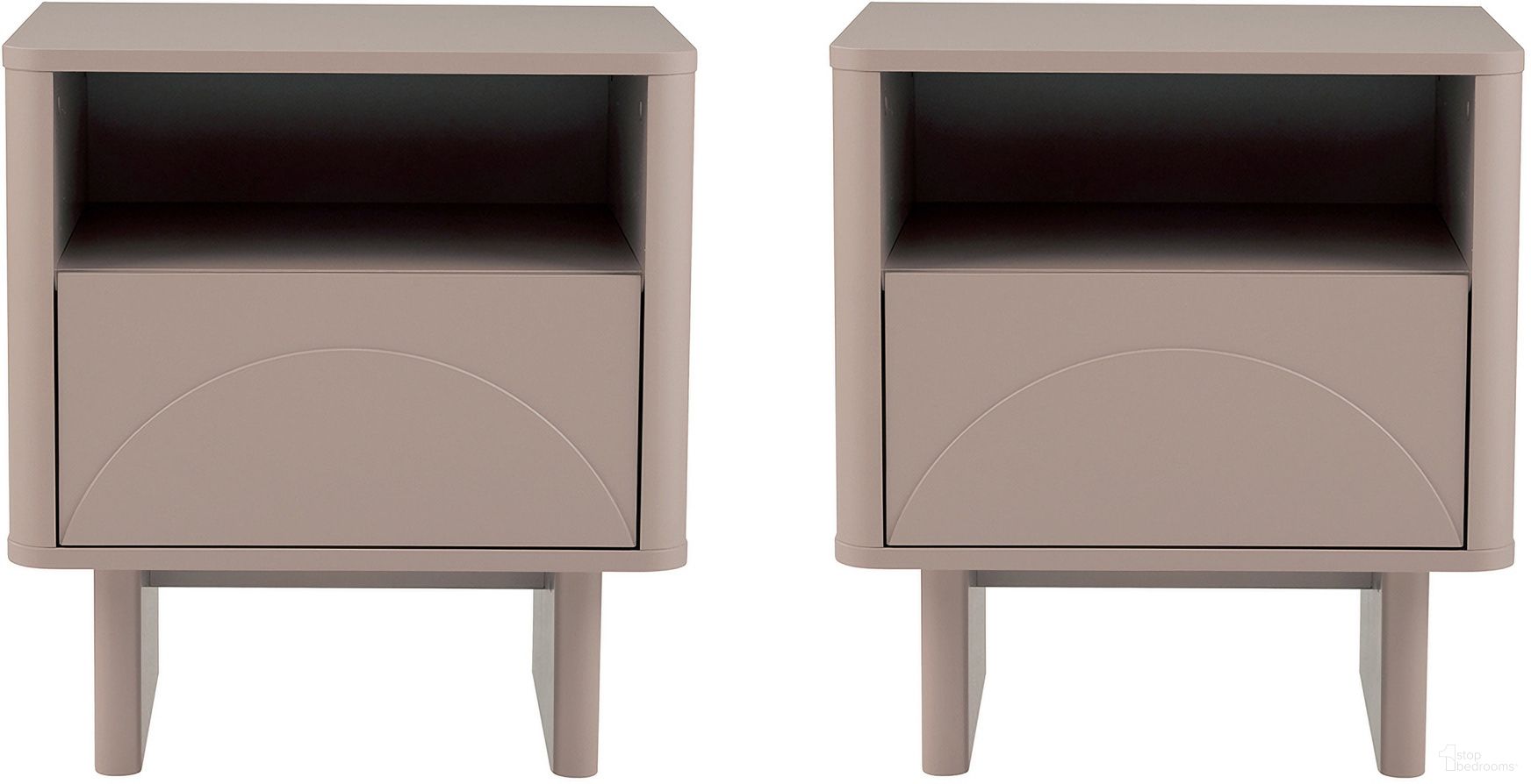 The appearance of Ella Nightstand Set of 2 In Mocha designed by Manhattan Comfort in the modern / contemporary interior design. This mocha piece of furniture was selected by 1StopBedrooms from Ella Collection to add a touch of cosiness and style into your home. Sku: NS005-MO;NS005-MO. Material: MDF.