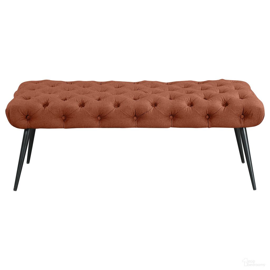 Ella Upholstered Tufted Bench Metal Legs In Rust