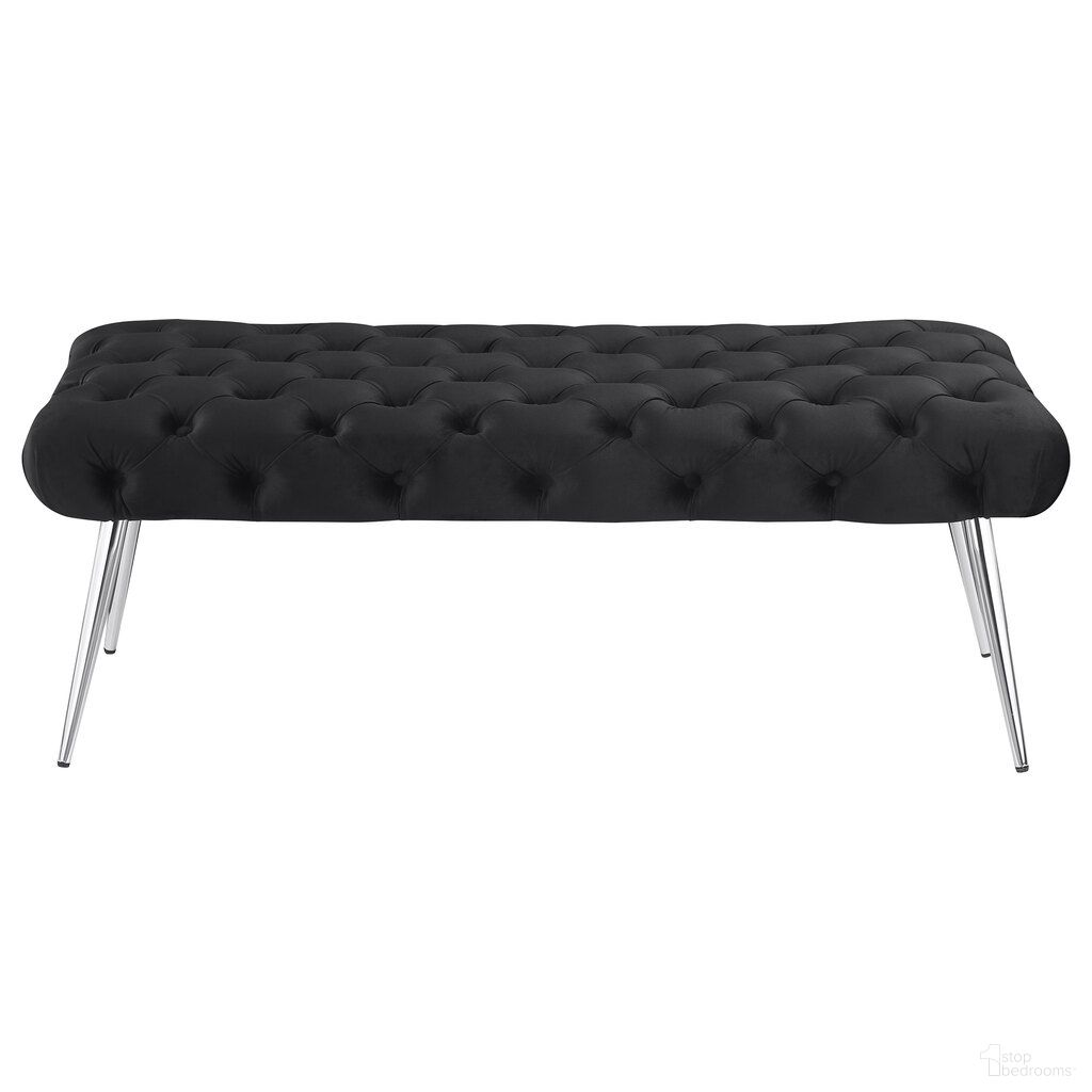Ella Upholstered Tufted Bench Stainless Steel Legs In Black
