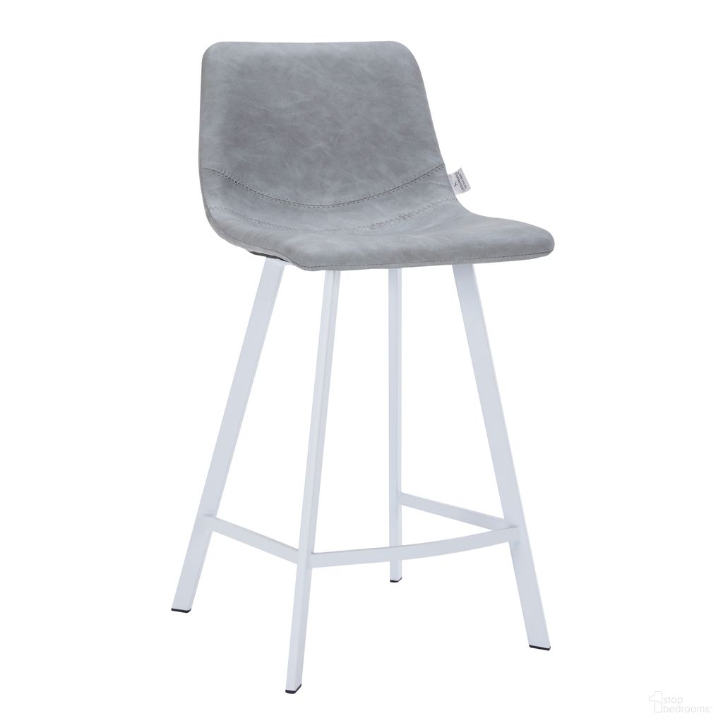 The appearance of Elland Counter Stool In Light Grey White Base designed by LeisureMod in the modern / contemporary interior design. This light grey piece of furniture was selected by 1StopBedrooms from Elland Collection to add a touch of cosiness and style into your home. Sku: ESW-24LGR. Material: Leather.