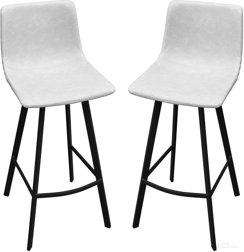 The appearance of Elland Upholstered Leather Bar Stool Set of 2 with Iron Legs and Footrest In Light Grey designed by LeisureMod in the modern / contemporary interior design. This light grey piece of furniture was selected by 1StopBedrooms from Elland Collection to add a touch of cosiness and style into your home. Sku: ES29LGR2. Material: Iron.