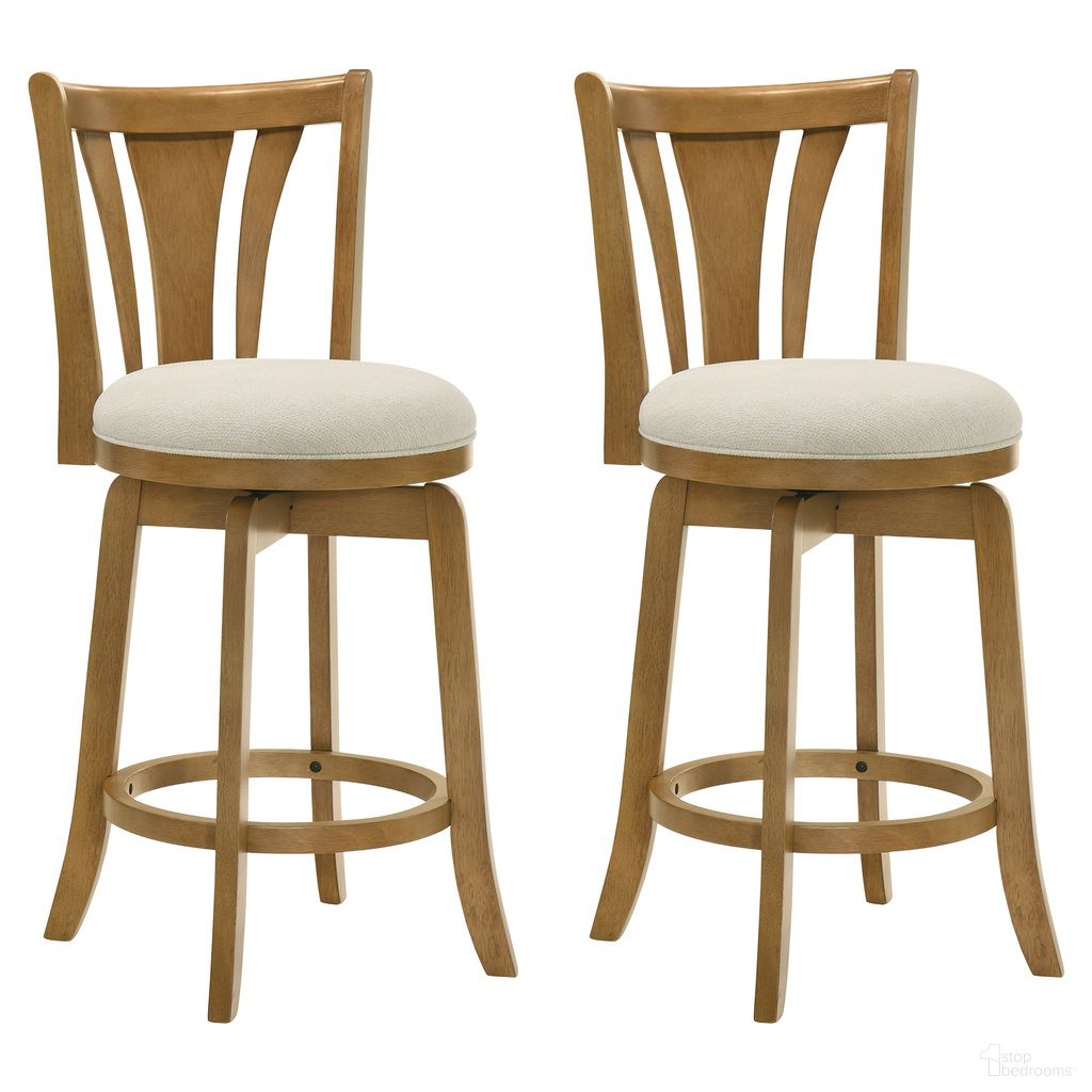 The appearance of Elle 26 Inch Counter Height Swivel Barstool Set of 2 In Ivory and Amber Glow designed by Armen Living in the country / farmhouse interior design. This ivory/amber glow piece of furniture  was selected by 1StopBedrooms from Elle Collection to add a touch of cosiness and style into your home. Sku: LCELBAAGDU26;LCELBAAGDU26. Material: Polyester.