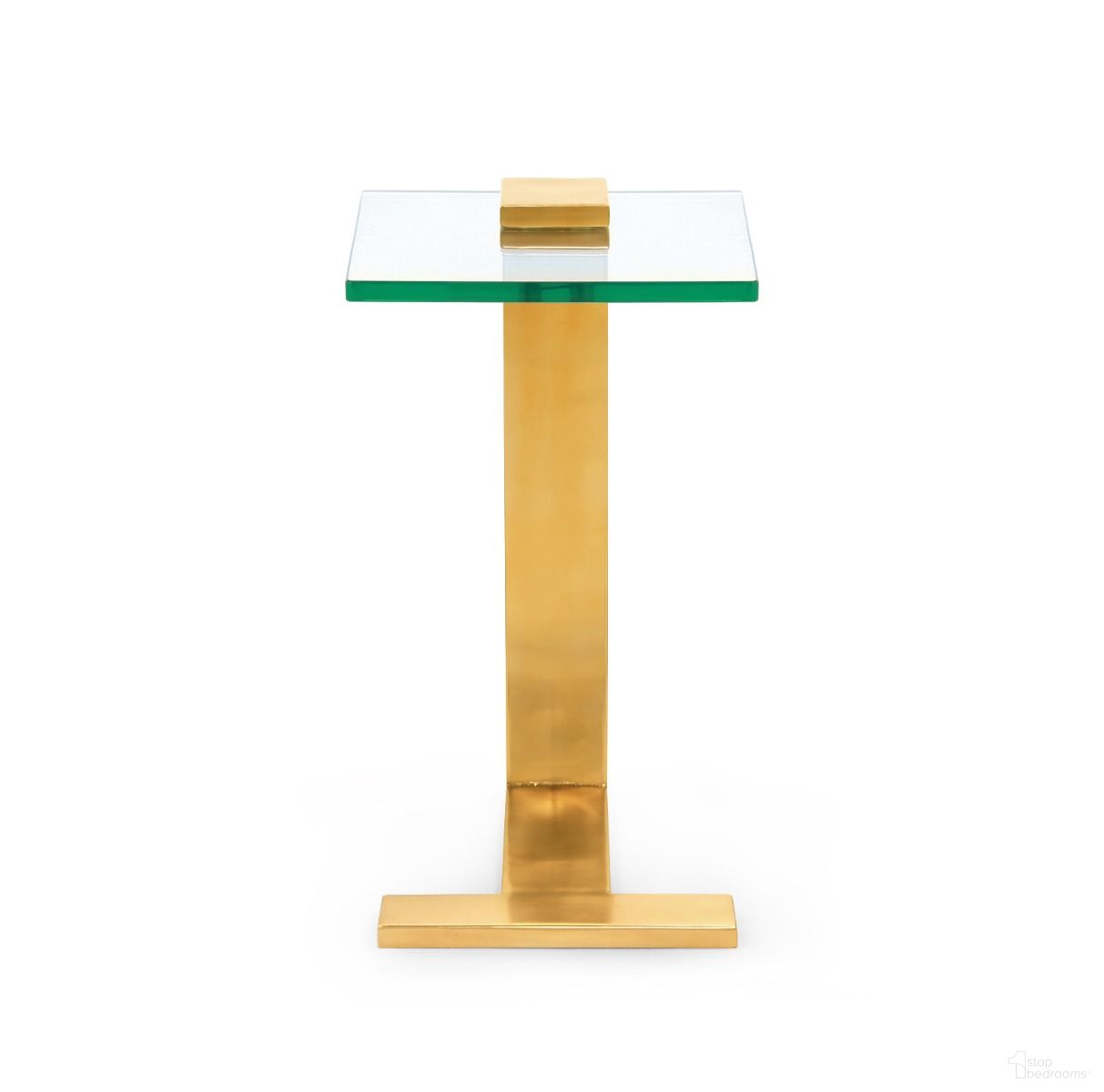 The appearance of Elle Side Table In Brushed Brass designed by Villa & House in the transitional interior design. This brushed brass piece of furniture  was selected by 1StopBedrooms from Elle Collection to add a touch of cosiness and style into your home. Sku: ELL-100-803. Material: Glass.