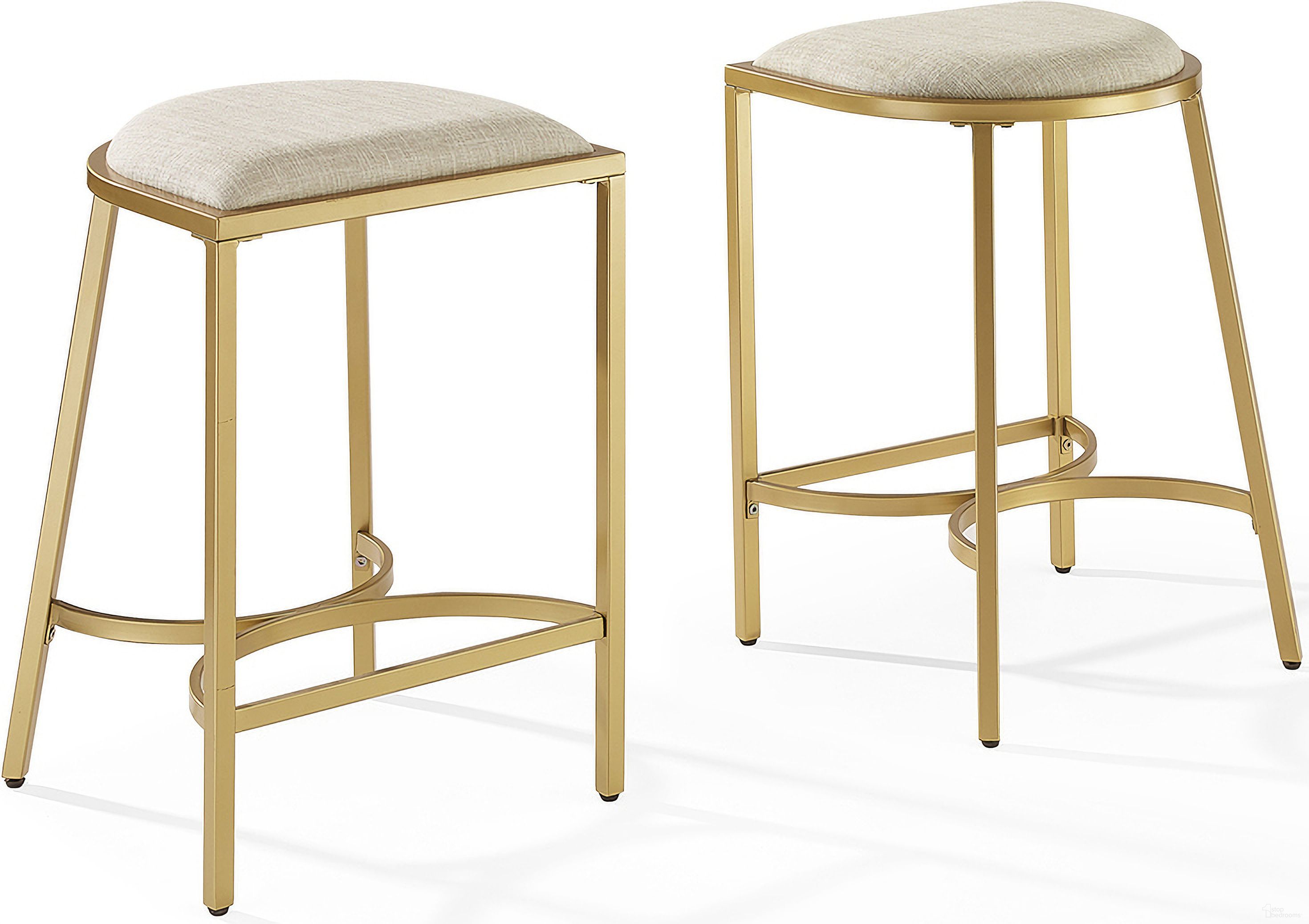 The appearance of Ellery 2-Piece Counter Height Barstool Set In Oatmeal and Gold designed by Crosley Brands in the traditional interior design. This oatmeal and gold piece of furniture  was selected by 1StopBedrooms from Ellery Collection to add a touch of cosiness and style into your home. Sku: CF502624GL-OL. Material: Steel.