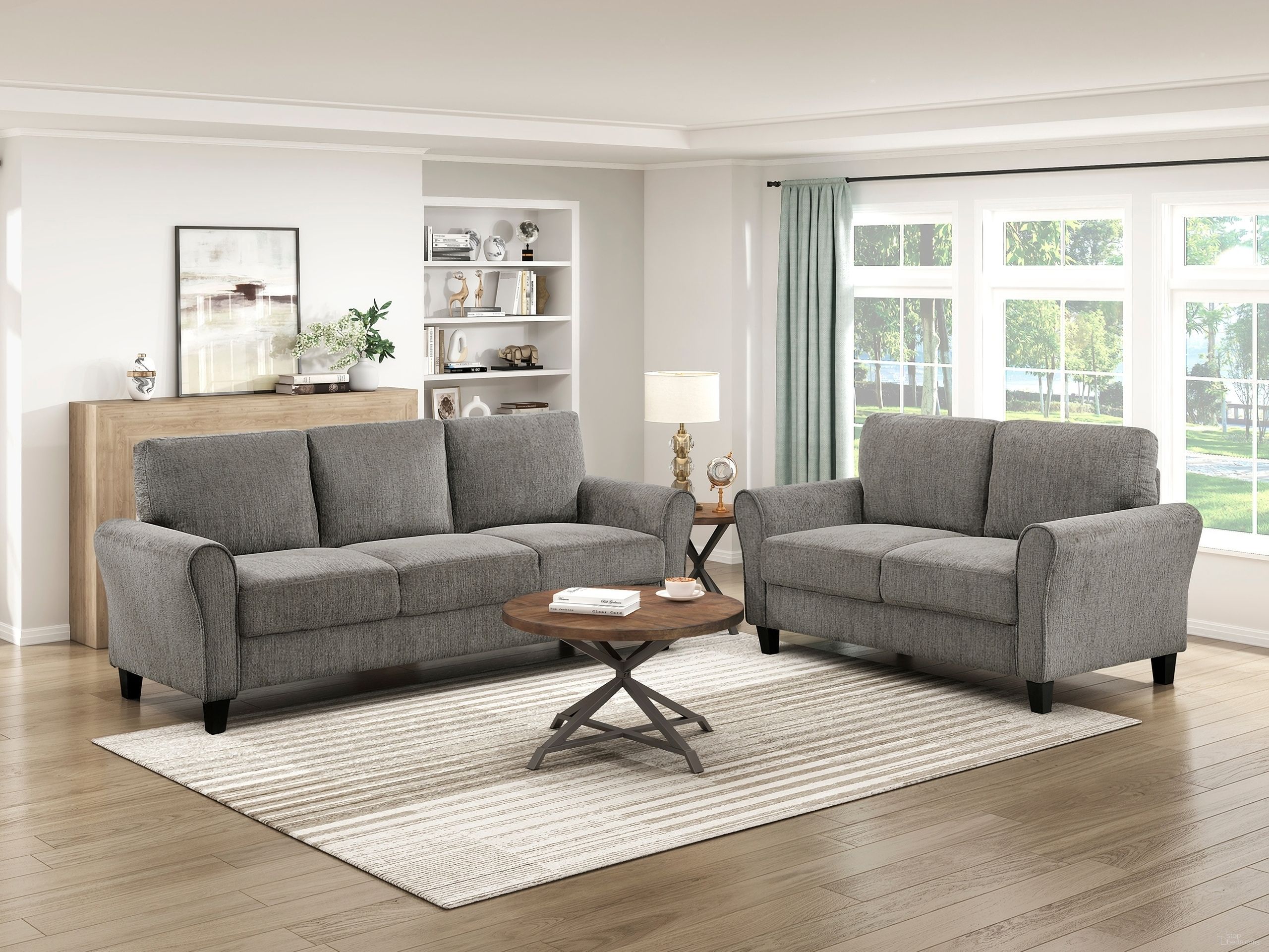 The appearance of Ellery Living Room Set In Gray designed by Homelegance in the transitional interior design. This gray piece of furniture was selected by 1StopBedrooms from Ellery Collection to add a touch of cosiness and style into your home. Sku: 9209NFPT-3;9209NFPT-2. Material: Chenille.