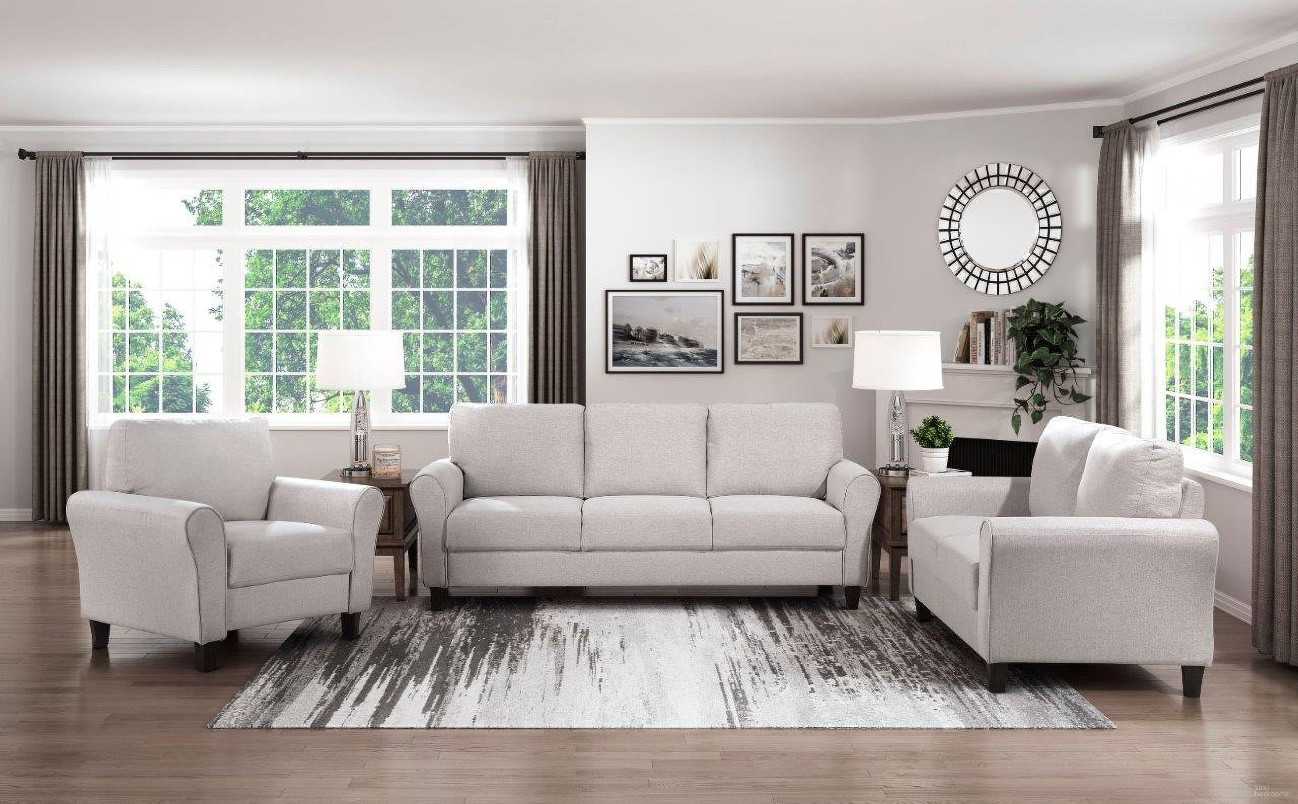 The appearance of Ellery Sand Living Room Set designed by Homelegance in the transitional interior design. This beige piece of furniture  was selected by 1StopBedrooms from Ellery Collection to add a touch of cosiness and style into your home. Sku: 9209SN-3;9209SN-2. Material: Polyester.