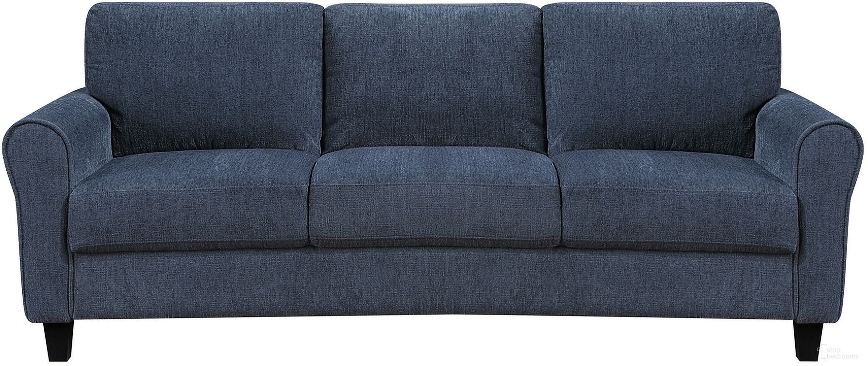 The appearance of Ellery Sofa In Blue designed by Homelegance in the transitional interior design. This blue piece of furniture was selected by 1StopBedrooms from Ellery Collection to add a touch of cosiness and style into your home. Sku: 9209NFNV-3. Material: Chenille.