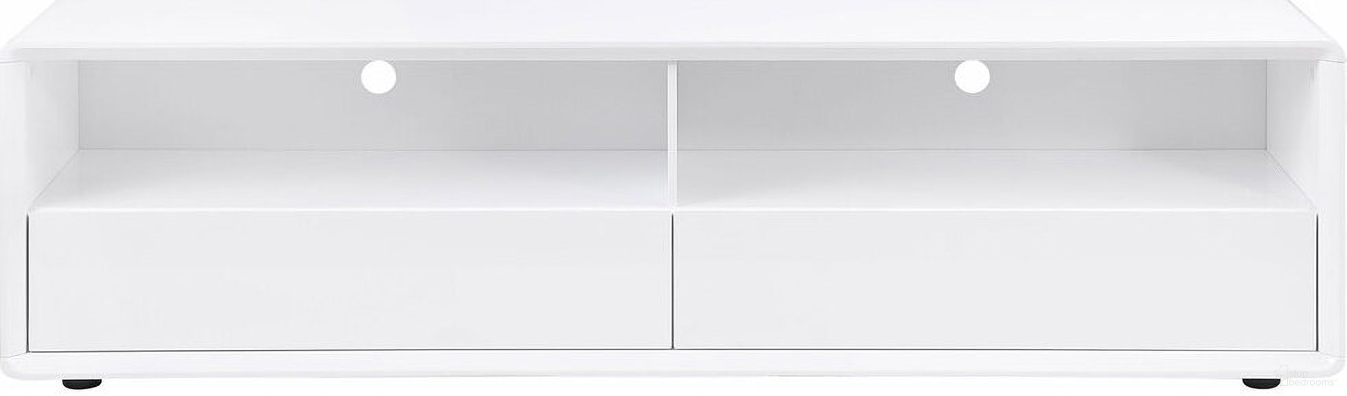 Ellice 71 Inch TV Stand Media Console White In White High Gloss