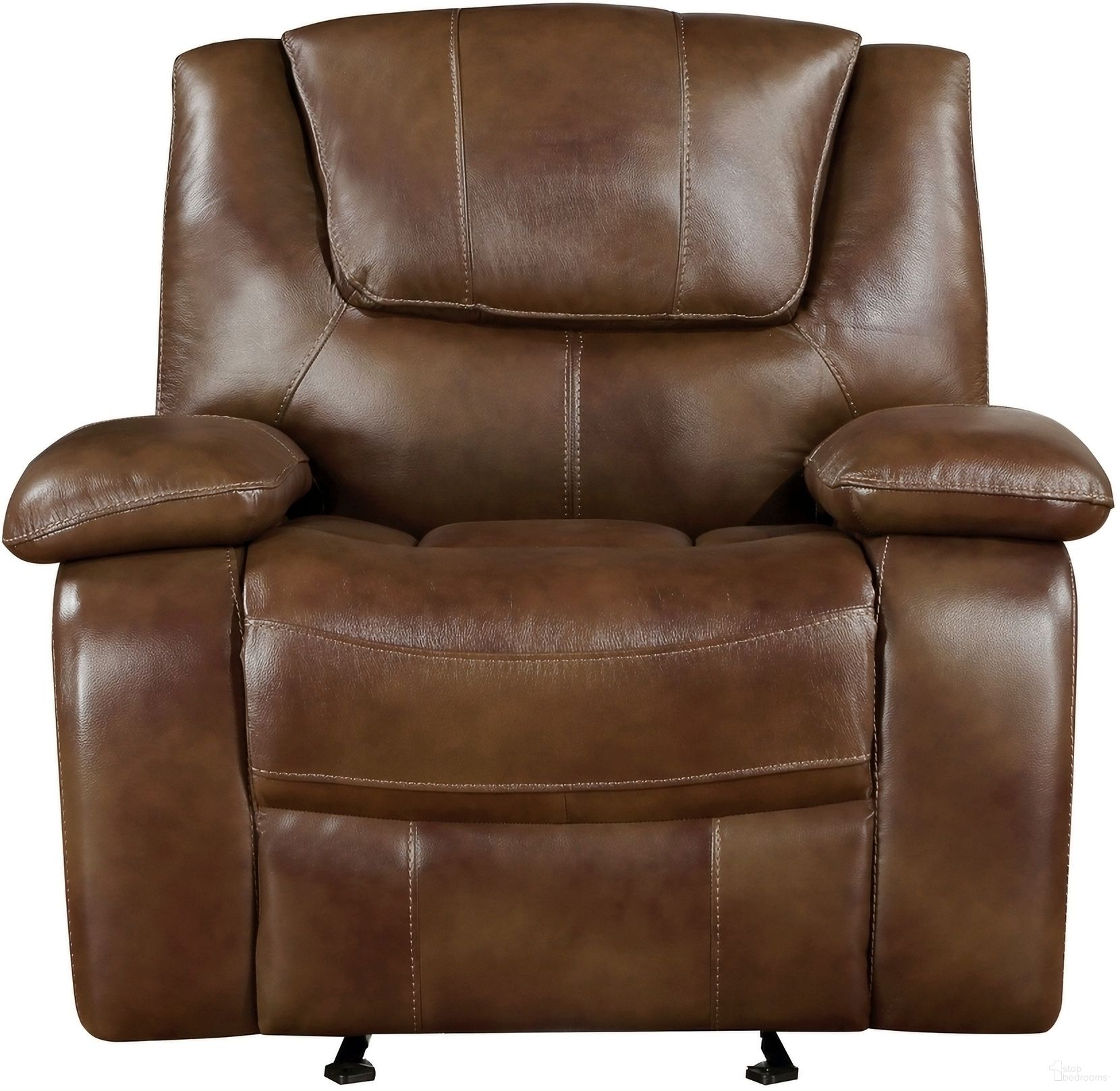 The appearance of Ellicott Glider Reclining Chair In Brown designed by Homelegance in the transitional interior design. This brown piece of furniture was selected by 1StopBedrooms from Ellicott Collection to add a touch of cosiness and style into your home. Sku: 9639BR-1. Material: Leather.