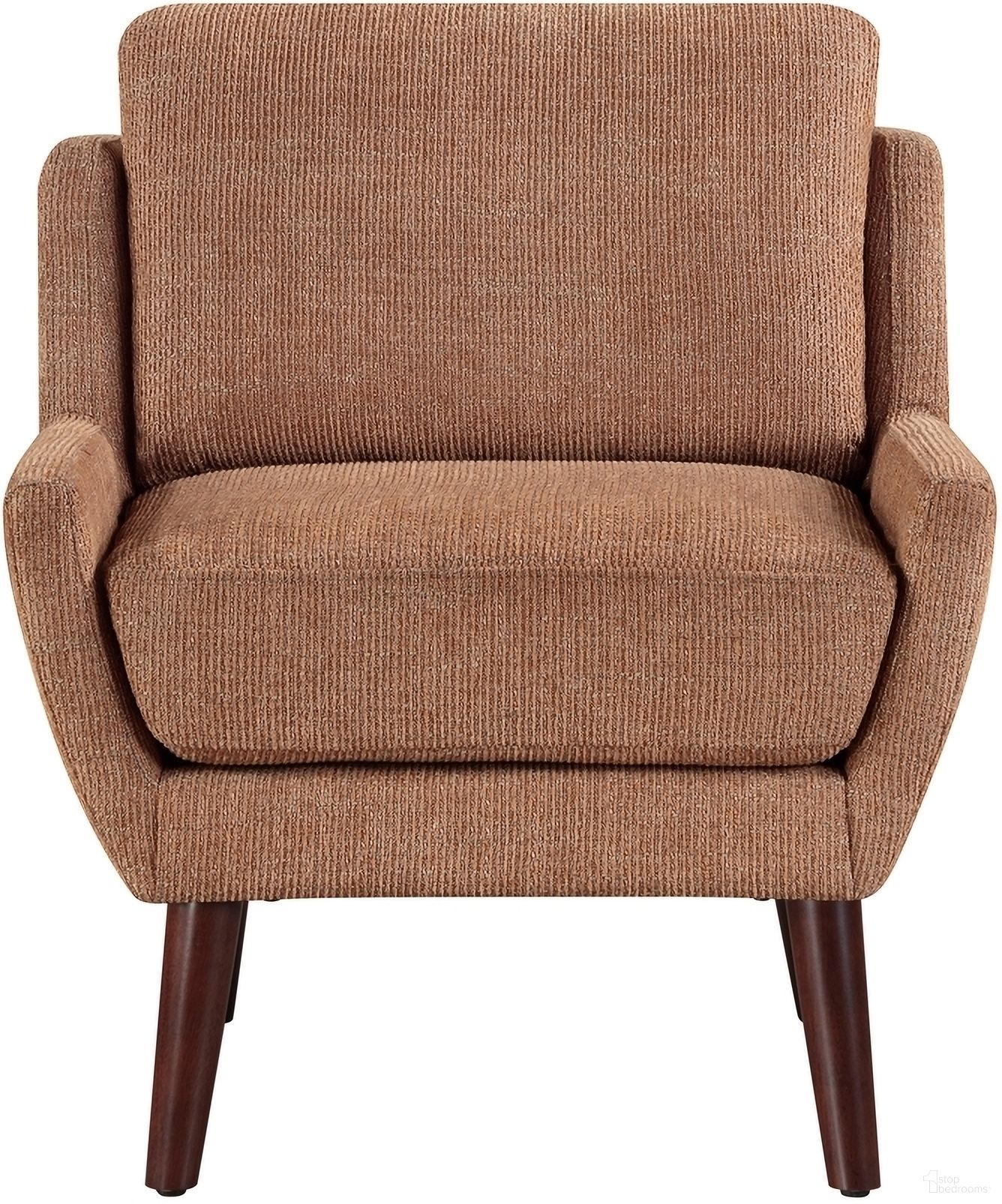 The appearance of Ellie Accent Chair In Orange designed by Homelegance in the transitional interior design. This orange piece of furniture was selected by 1StopBedrooms from Ellie Collection to add a touch of cosiness and style into your home. Sku: 1029RN-1. Material: Chenille.