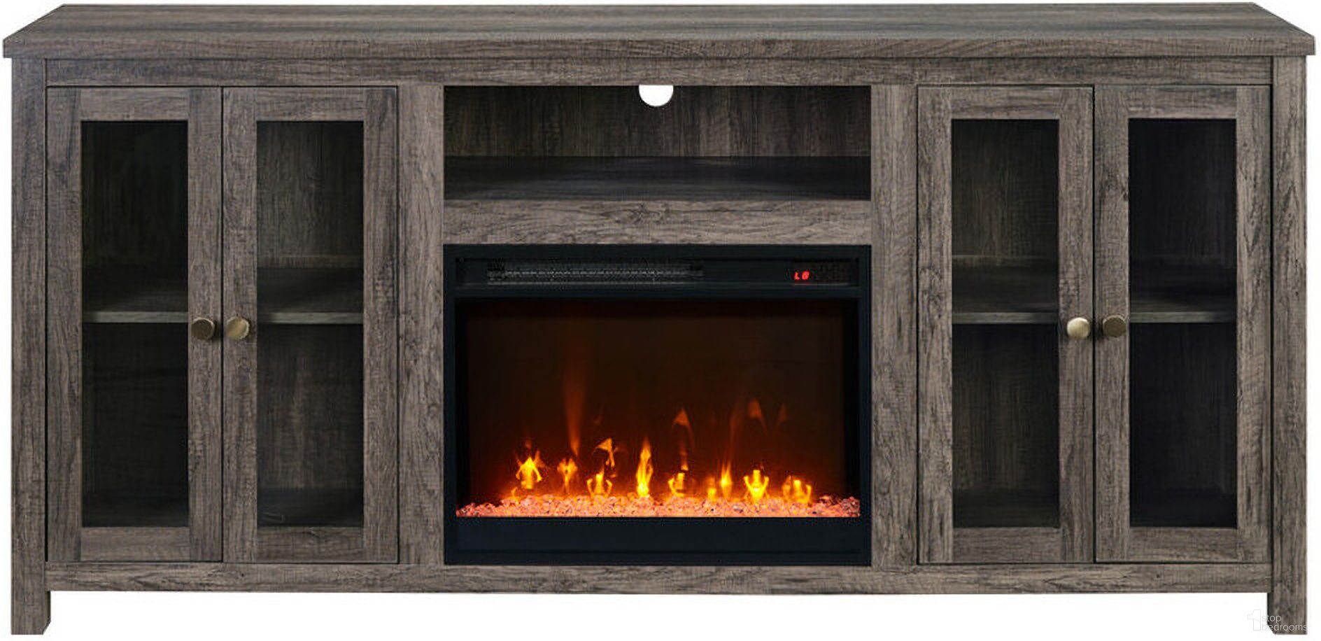 Ellington 70 Inch Fireplace TV Stand Console with Heater In Gray Walnut