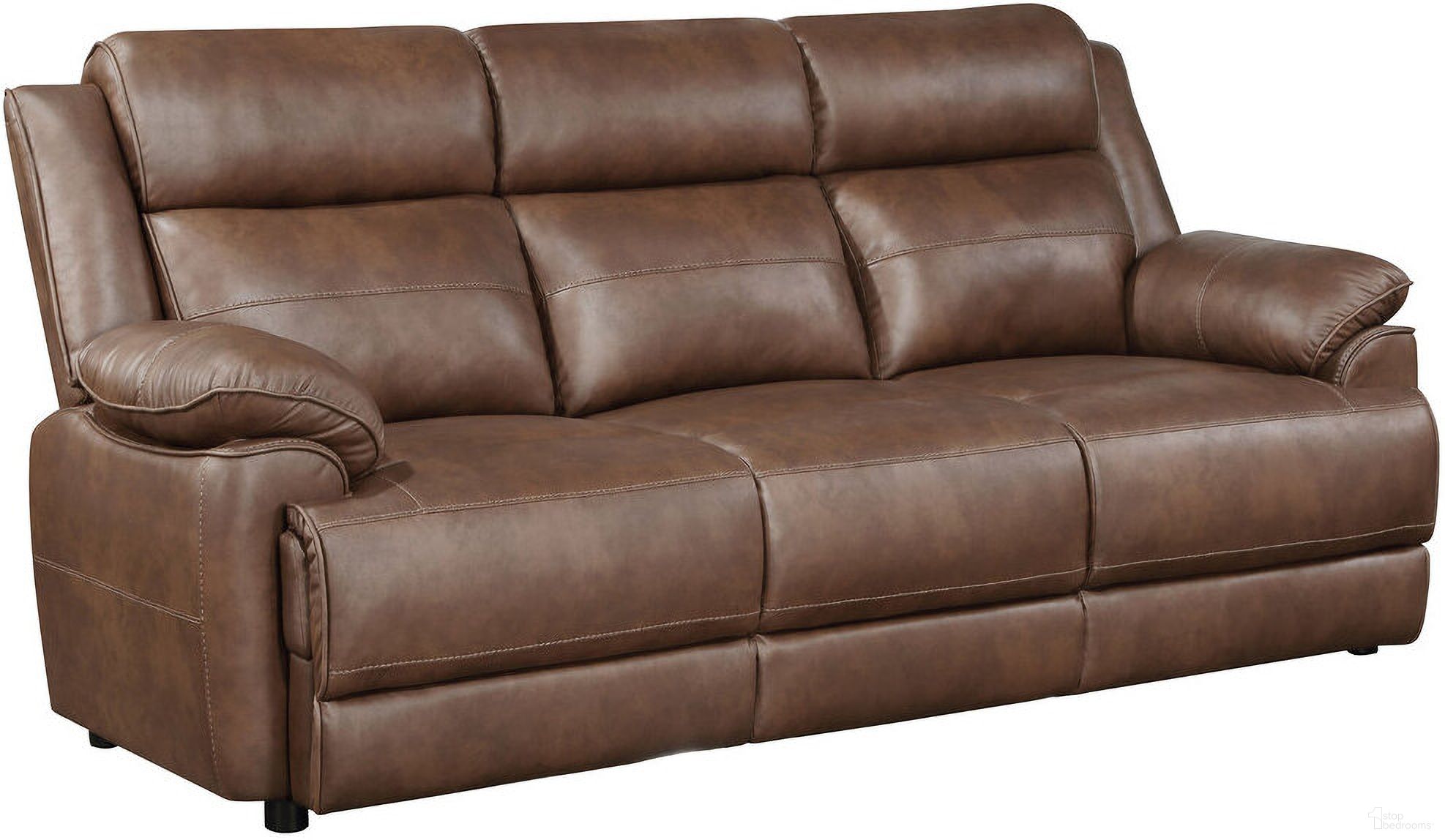 The appearance of Ellington Upholstered Padded Arm Sofa Dark Brown designed by Coaster in the transitional interior design. This dark brown piece of furniture was selected by 1StopBedrooms from Ellington Collection to add a touch of cosiness and style into your home. Sku: 508281. Material: Upholstered.