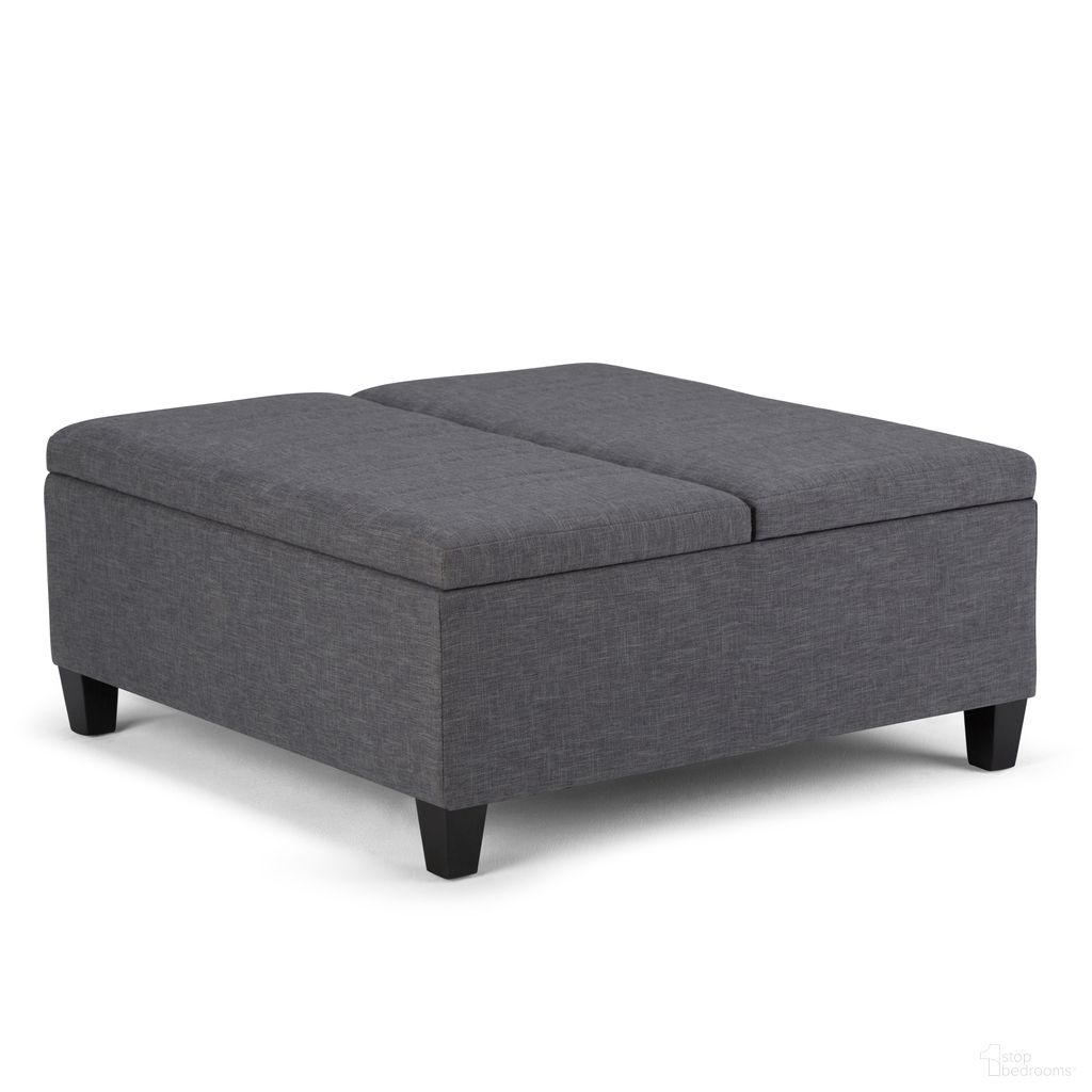 Ellis Linen Look Fabric Coffee Table Storage Ottoman In Slate Grey