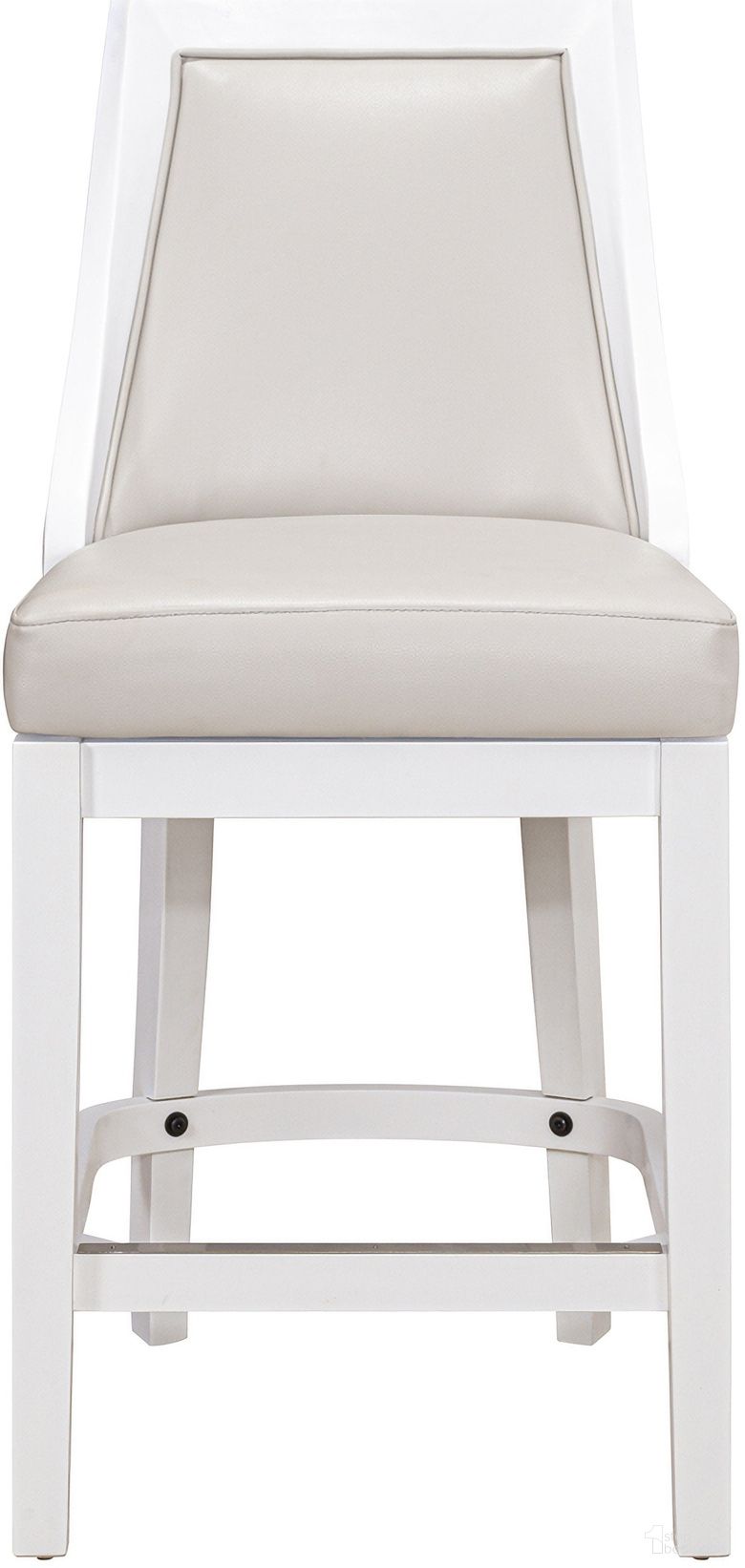 The appearance of Ellis Swivel 26 Inch Counter-Height Barstool with Tall Back with Faux-Leather Seat In White and Gray designed by New Ridge Home Goods in the transitional interior design. This white/gray piece of furniture was selected by 1StopBedrooms from Ellis Collection to add a touch of cosiness and style into your home. Sku: NR1101PC-02AW. Material: Faux Leather.