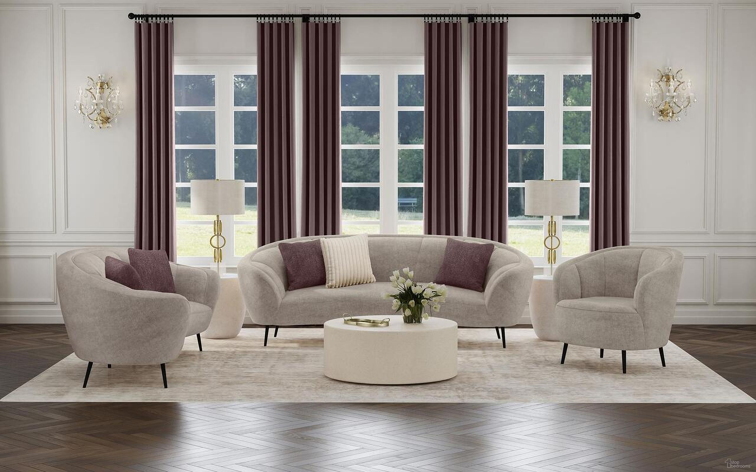 The appearance of Ellorie Upholstered Channel Back Curved Living Room Set In Beige designed by Coaster in the modern / contemporary interior design. This beige piece of furniture was selected by 1StopBedrooms from Ellorie Collection to add a touch of cosiness and style into your home. Sku: 504837;504838. Material: Upholstered.