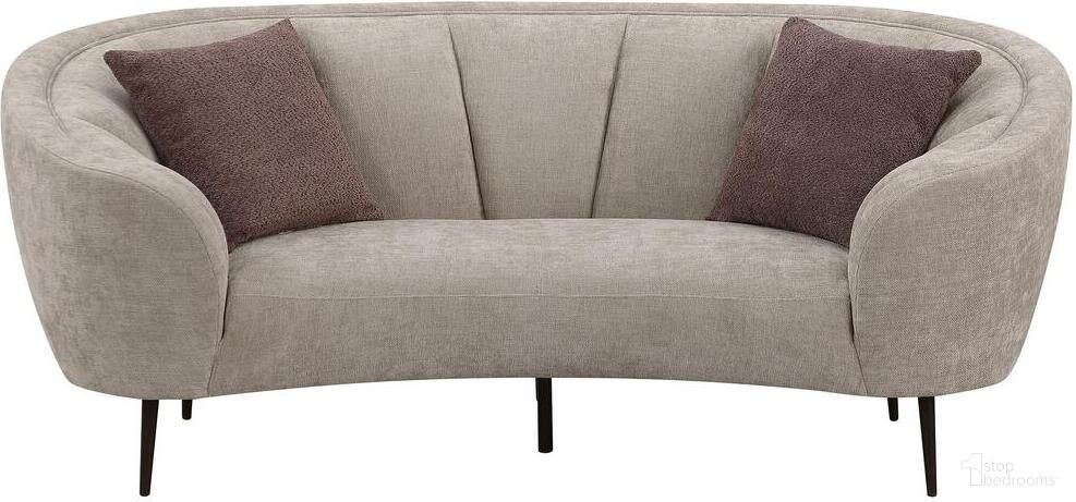 The appearance of Ellorie Upholstered Channel Back Curved Loveseat In Beige designed by Coaster in the modern / contemporary interior design. This beige piece of furniture was selected by 1StopBedrooms from Ellorie Collection to add a touch of cosiness and style into your home. Sku: 504838. Material: Upholstered.