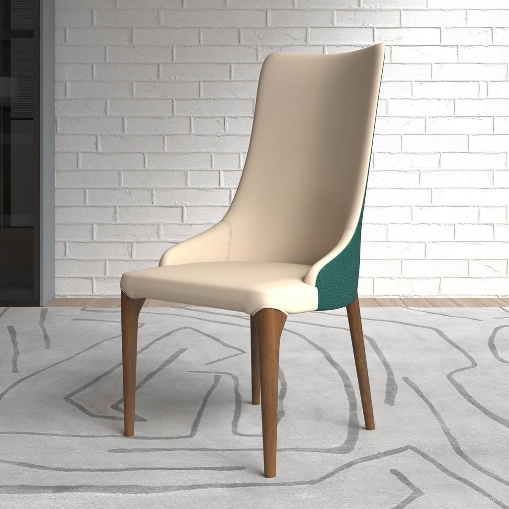 Elm Modern Wooden Dining Chair In Green Velvet