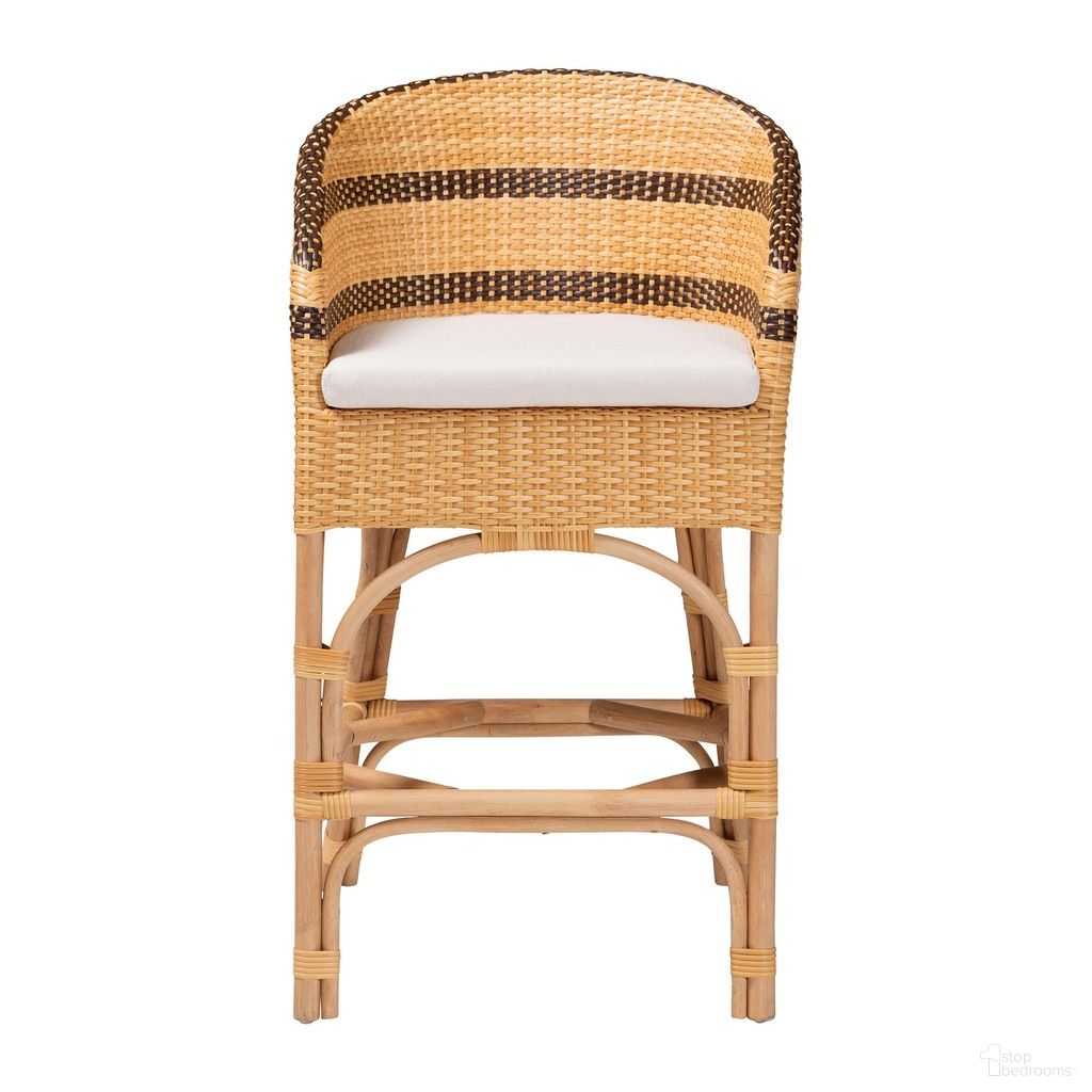 The appearance of Elma Rattan Counter Stool with Cushion In Brown and Dark Brown designed by Baxton Studio in the bohemian interior design. This brown/dark brown piece of furniture was selected by 1StopBedrooms from Elma Collection to add a touch of cosiness and style into your home. Sku: Elma-Natural/Brown Stripes-Rattan-Cushion-CS. Material: Natural Rattan.