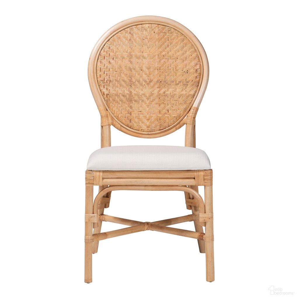 The appearance of Elmer Handwoven Wicker Natural Rattan Dining Chair with Cushioned Seat In White and Natural Rattan designed by Baxton Studio in the bohemian interior design. This white/natural rattan piece of furniture  was selected by 1StopBedrooms from Elmer Collection to add a touch of cosiness and style into your home. Sku: Elmer-Natural Rattan-White Cushion-DC. Material: Foam. Chair Type: Side Chair.