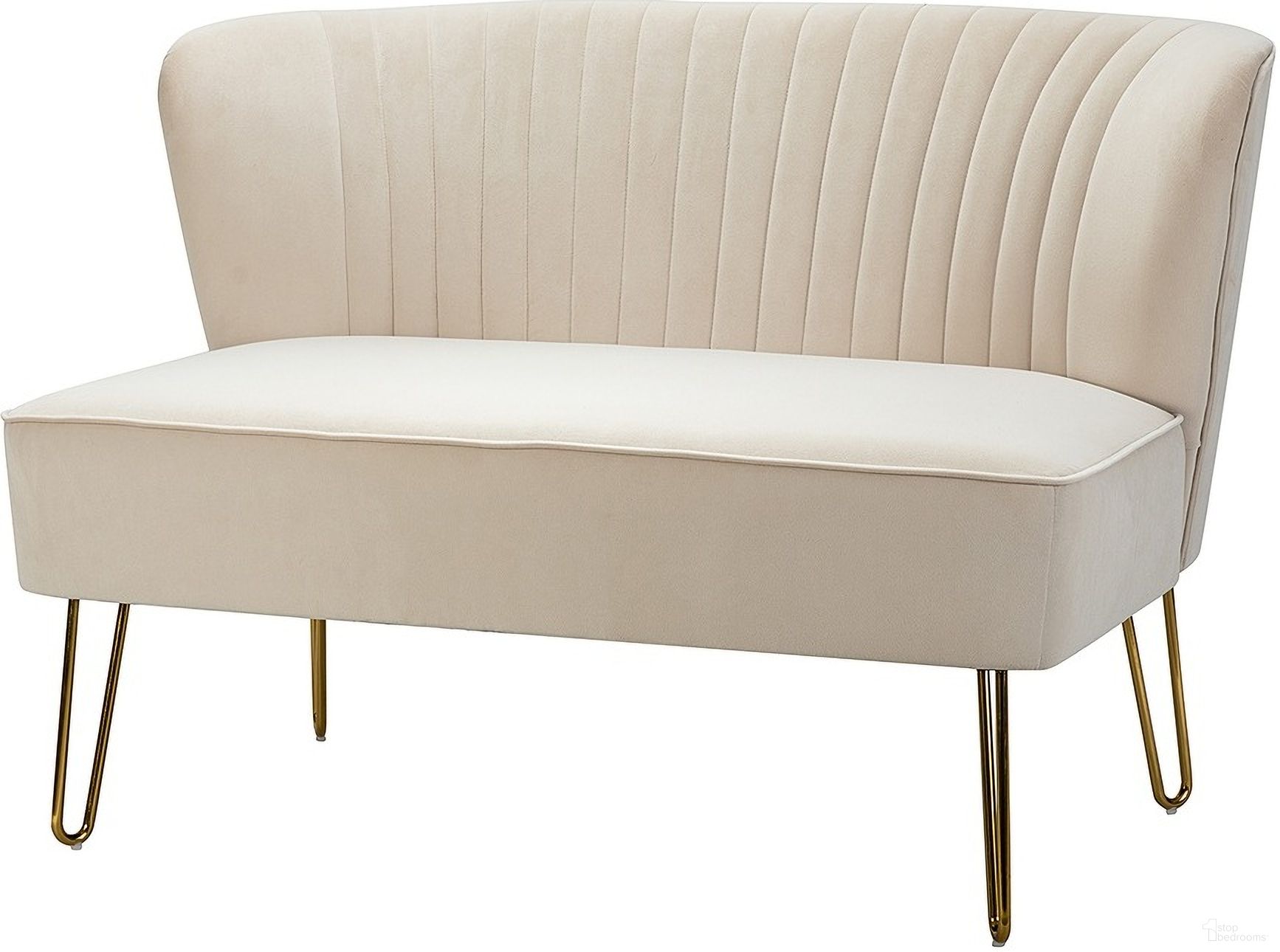 The appearance of Eloisa Loveseat In Tan designed by Karat Home in the modern / contemporary interior design. This tan piece of furniture was selected by 1StopBedrooms from Eloisa Collection to add a touch of cosiness and style into your home. Sku: SFM0327-TAN. Material: Velvet.