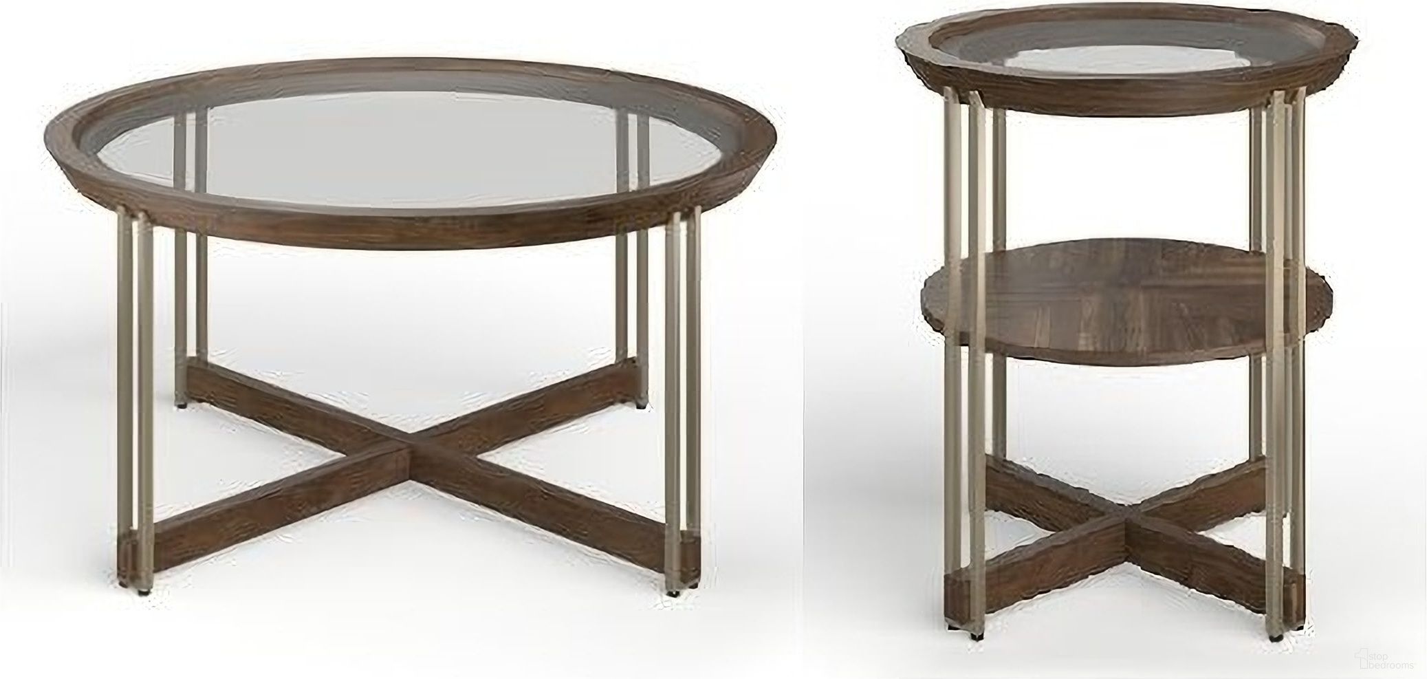 The appearance of Elora Occasional Table Set In Walnut designed by Magnussen in the transitional interior design. This walnut piece of furniture  was selected by 1StopBedrooms from Elora Collection to add a touch of cosiness and style into your home. Sku: T5639-45;T5639-05. Material: Rubberwood.