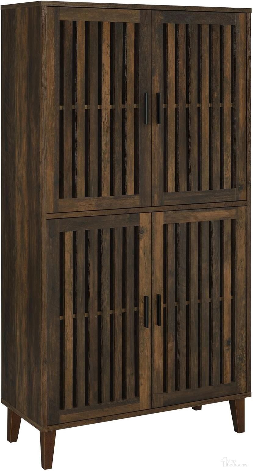The appearance of Elouise 4-door Engineered Wood Tall Accent Cabinet Dark Pine designed by Coaster in the country / farmhouse interior design. This dark pine piece of furniture  was selected by 1StopBedrooms from Elouise Collection to add a touch of cosiness and style into your home. Sku: 950335. Material: Wood.