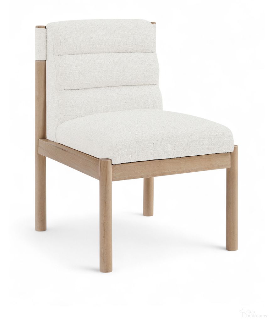 The appearance of Eloura Linen Textured Fabric Upholstered Dining Chair Set of 2 In Cream and Stained Natural designed by Meridian in the modern / contemporary interior design. This cream/stained natural piece of furniture was selected by 1StopBedrooms from Eloura Collection to add a touch of cosiness and style into your home. Sku: 88058Cream-C. Material: Linen. Chair Type: Side Chair.
