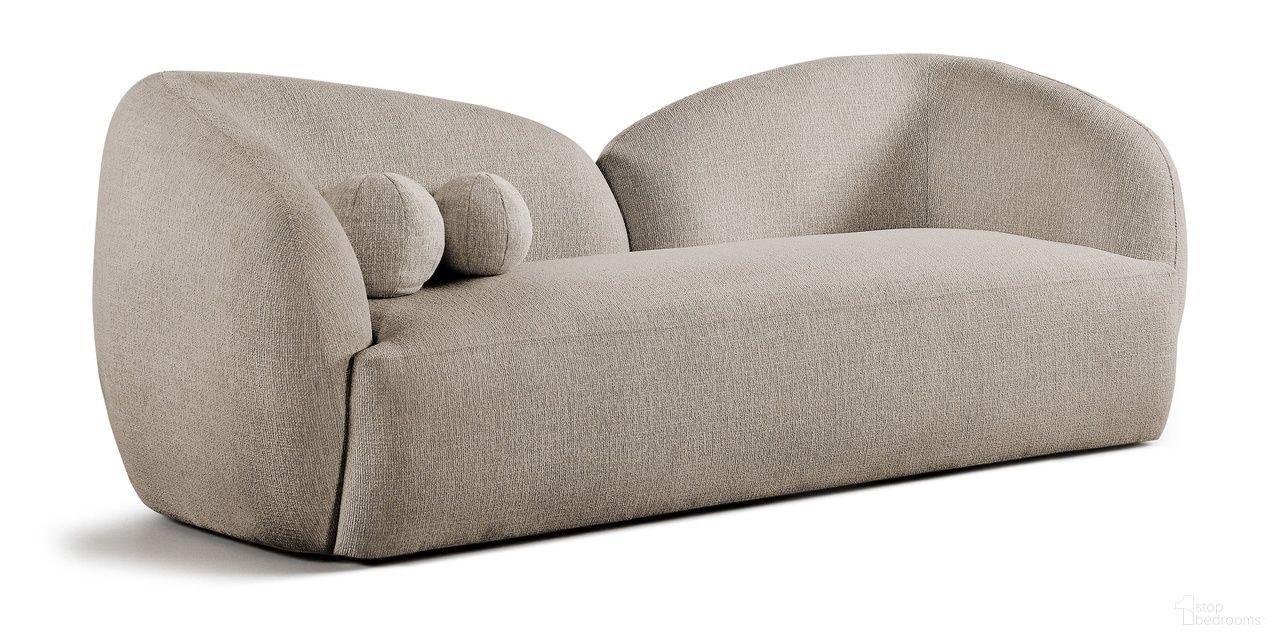 The appearance of Elowen 91 Inch Fabric Upholstered Sofa In Beige designed by Meridian in the modern / contemporary interior design. This beige piece of furniture  was selected by 1StopBedrooms from Elowen Collection to add a touch of cosiness and style into your home. Sku: 107Beige-S. Material: Eucalyptus.