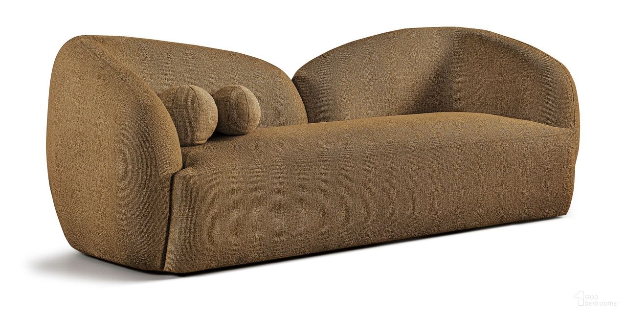 The appearance of Elowen 91 Inch Fabric Upholstered Sofa In Brown designed by Meridian in the modern / contemporary interior design. This brown piece of furniture was selected by 1StopBedrooms from Elowen Collection to add a touch of cosiness and style into your home. Sku: 107Brown-S. Material: Eucalyptus.