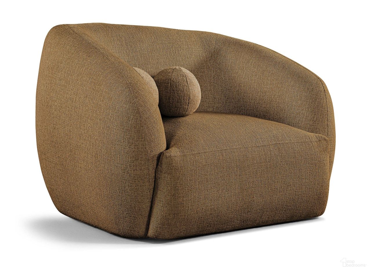 The appearance of Elowen Fabric Upholstered Chair In Brown designed by Meridian in the modern / contemporary interior design. This brown piece of furniture was selected by 1StopBedrooms from Elowen Collection to add a touch of cosiness and style into your home. Sku: 107Brown-C. Material: Eucalyptus.