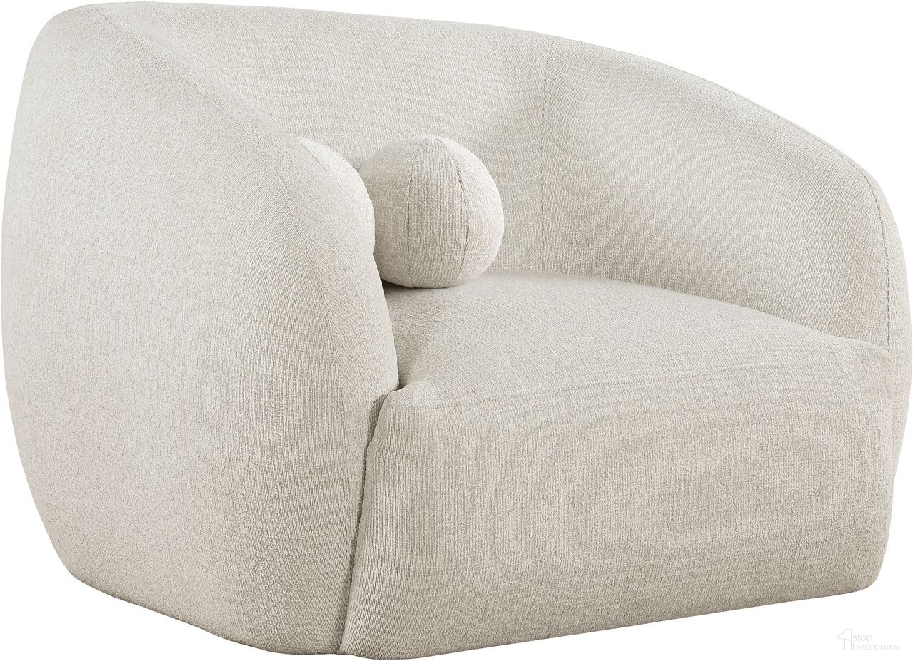 The appearance of Elowen Fabric Upholstered Chair In Cream designed by Meridian in the modern / contemporary interior design. This cream piece of furniture was selected by 1StopBedrooms from Elowen Collection to add a touch of cosiness and style into your home. Sku: 107Cream-C. Material: Eucalyptus.