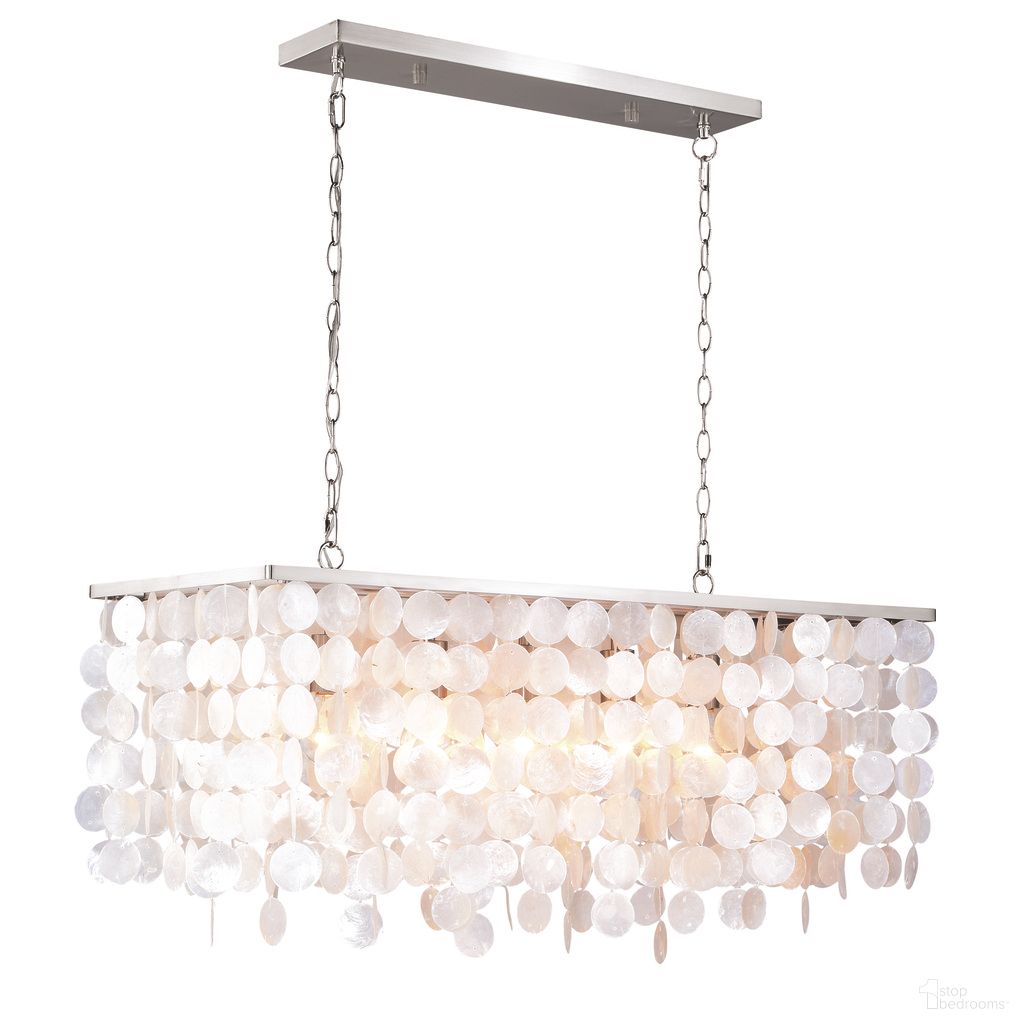 The appearance of Elsa 18 Inch 5L Linear Chandelier In Satin Nickel designed by Vaxcel in the glam interior design. This satin nickel piece of furniture was selected by 1StopBedrooms from Elsa Collection to add a touch of cosiness and style into your home. Sku: P0240. Material: Steel.