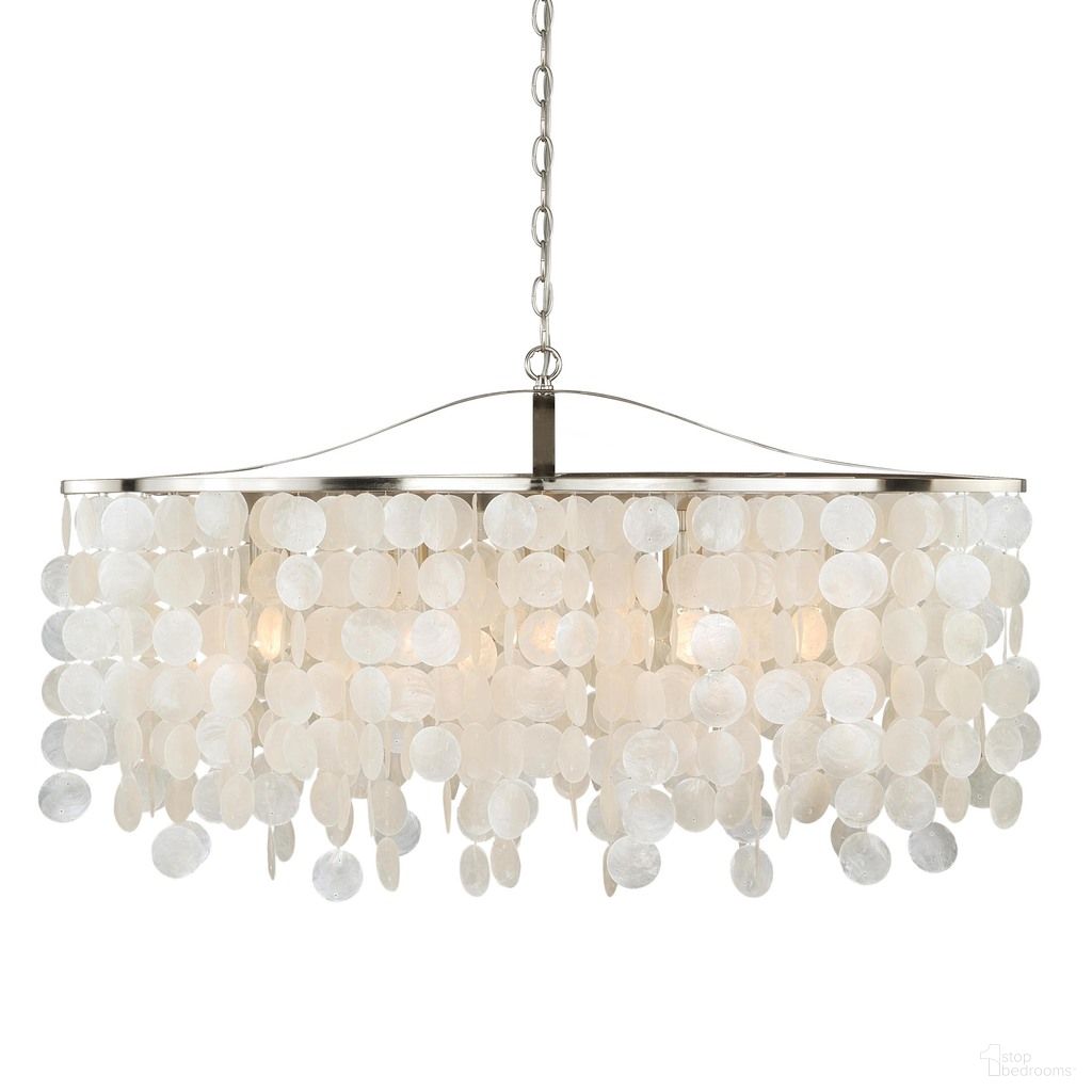 The appearance of Elsa 21 Inch 5L Linear Chandelier In Satin Nickel designed by Vaxcel in the glam interior design. This satin nickel piece of furniture  was selected by 1StopBedrooms from Elsa Collection to add a touch of cosiness and style into your home. Sku: P0140. Material: Steel.