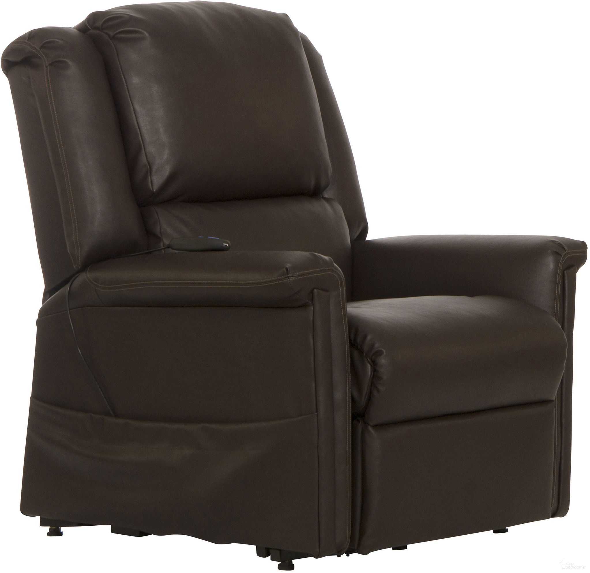 The appearance of Elsie Power Lift Lay Flat Recliner In Chocolate designed by Catnapper in the traditional interior design. This chocolate piece of furniture  was selected by 1StopBedrooms from Elsie Collection to add a touch of cosiness and style into your home. Sku: 4897120709. Material: PU.