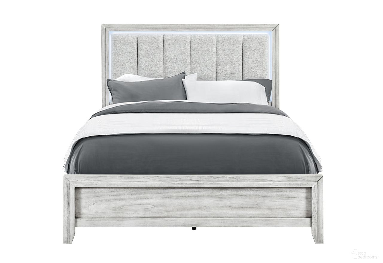 The appearance of Elsie Queen Upholstered Bed with LED In Light Grey designed by Global Furniture USA in the modern / contemporary interior design. This light grey piece of furniture was selected by 1StopBedrooms from Elsie Collection to add a touch of cosiness and style into your home. Sku: ELSIE-GREY-QB-HB/FB/SLATS;ELSIE-GREY-QB/KB-SR. Bed Size: Queen. Material: MDF. Bed Type: Upholstered Bed.