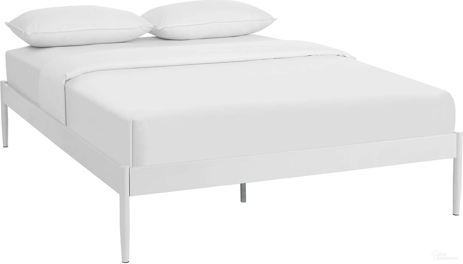 The appearance of Elsie White Queen Bed Frame designed by Modway in the modern / contemporary interior design. This white piece of furniture  was selected by 1StopBedrooms from Elsie Collection to add a touch of cosiness and style into your home. Sku: MOD-5474-WHI. Material: Steel. Bed Size: Queen.