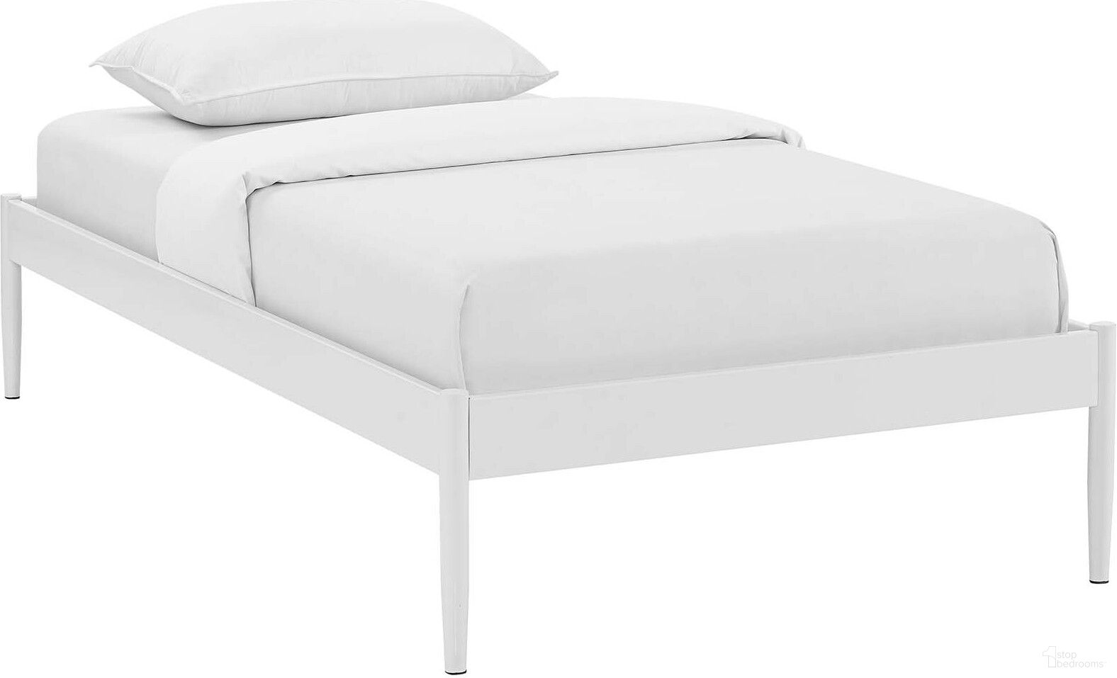 The appearance of Elsie White Twin Bed Frame designed by Modway in the modern / contemporary interior design. This white piece of furniture  was selected by 1StopBedrooms from Elsie Collection to add a touch of cosiness and style into your home. Sku: MOD-5472-WHI. Material: Steel. Bed Size: Twin.