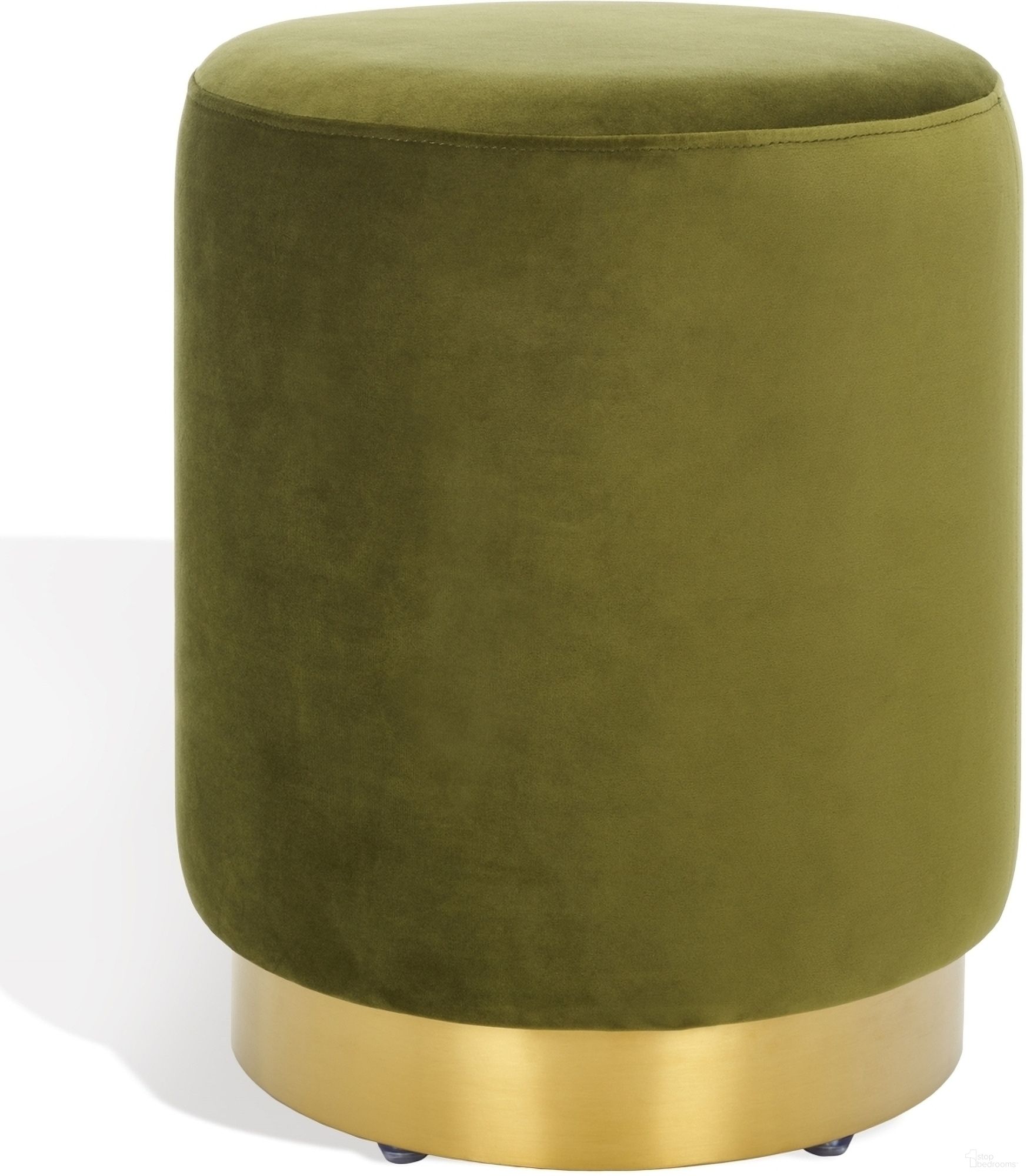 The appearance of Elsworth Ottoman In Olive Green and Brass designed by Safavieh Couture in the modern / contemporary interior design. This olive green and brass piece of furniture was selected by 1StopBedrooms from Elsworth Collection to add a touch of cosiness and style into your home. Sku: SFV3558D. Material: Plywood.