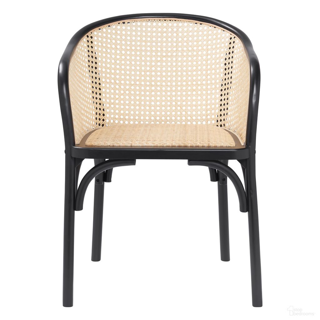 The appearance of Elsy Armchair In Natural and Black designed by Euro Style in the traditional interior design. This natural/black piece of furniture was selected by 1StopBedrooms from Elsy Collection to add a touch of cosiness and style into your home. Sku: 08190BLK-MP1. Material: Rattan. Chair Type: Arm Chair.