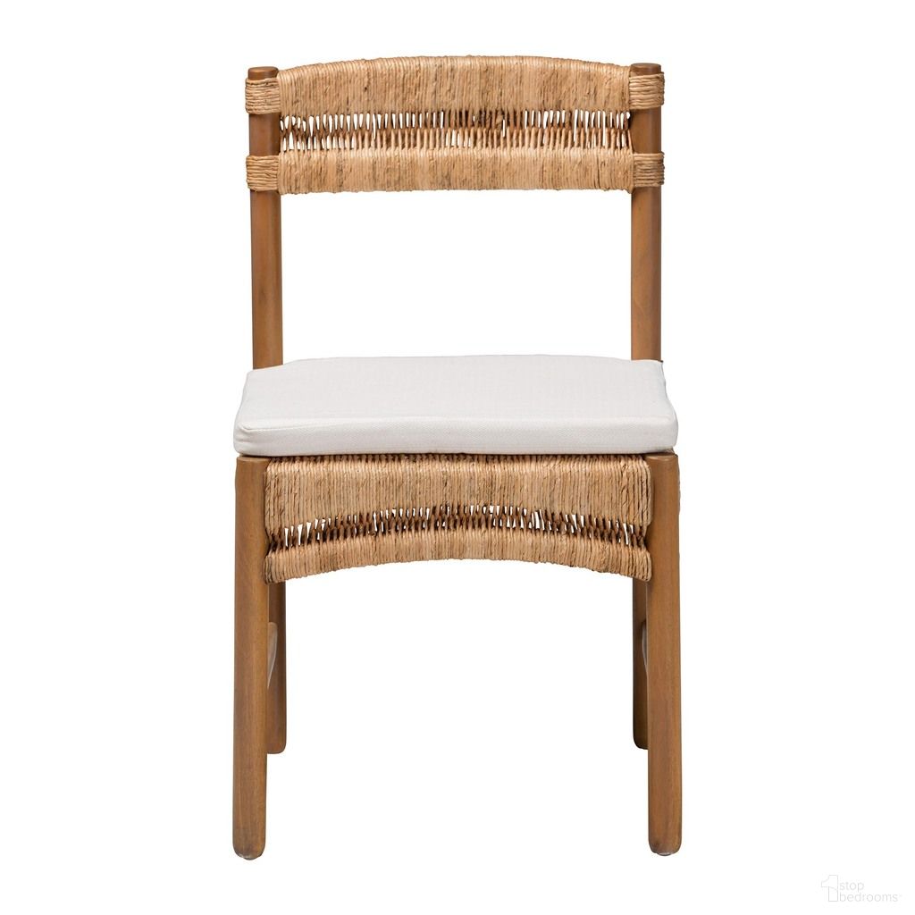 Elvera Woven Seagrass and Mahogany Wood Dining Chair In Light Walnut