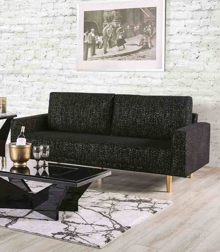 The appearance of Elverum Sofa In Black designed by Furniture of America in the modern / contemporary interior design. This black piece of furniture was selected by 1StopBedrooms from Elverum Collection to add a touch of cosiness and style into your home. Sku: FM61000BK-SF. Material: Boucle.