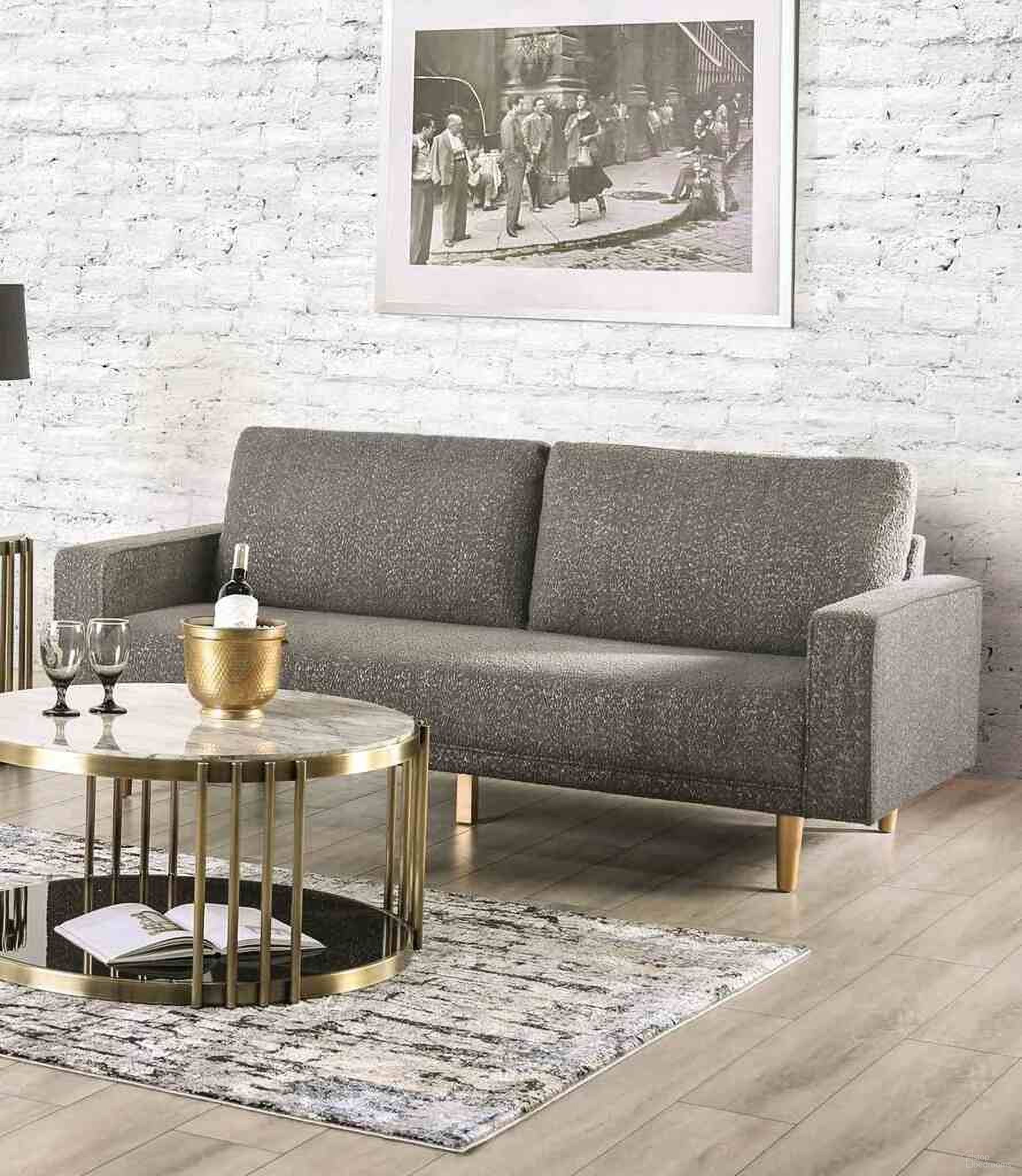 The appearance of Elverum Sofa In Charcoal Gray designed by Furniture of America in the modern / contemporary interior design. This charcoal gray piece of furniture was selected by 1StopBedrooms from Elverum Collection to add a touch of cosiness and style into your home. Sku: FM61000GY-SF. Material: Boucle.