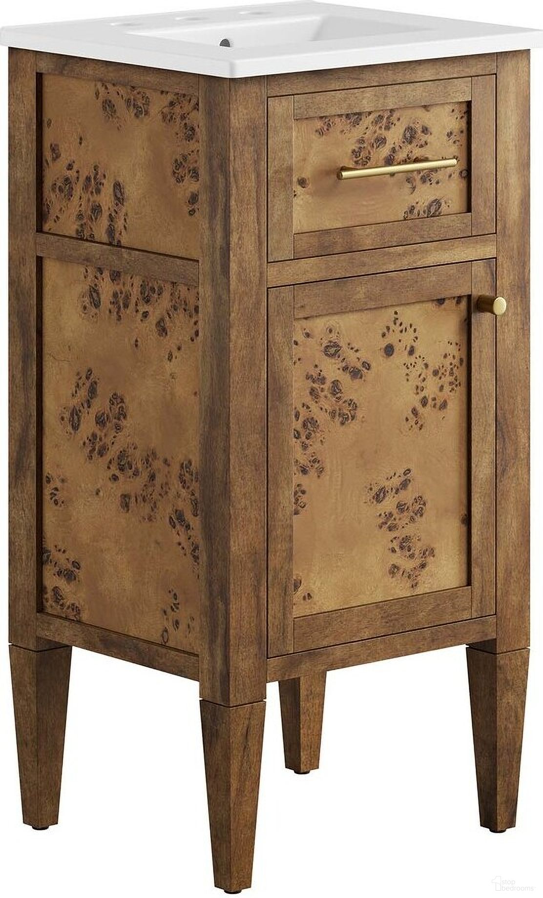 The appearance of Elysian 18 Inch Wood Bathroom Vanity In White/Brown designed by Modway in the modern / contemporary interior design. This white/brown piece of furniture  was selected by 1StopBedrooms from Elysian Collection to add a touch of cosiness and style into your home. Sku: EEI-4836-WHI;EEI-6136-BRN. Material: Ceramic.