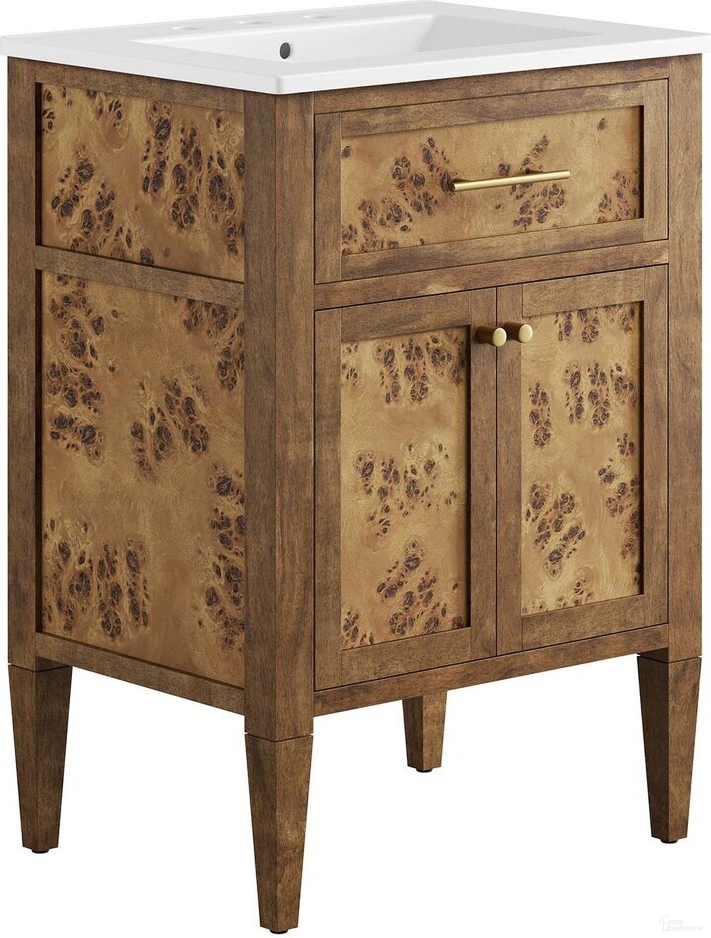 The appearance of Elysian 24 Inch Wood Bathroom Vanity In White/Brown designed by Modway in the modern / contemporary interior design. This white/brown piece of furniture  was selected by 1StopBedrooms from Elysian Collection to add a touch of cosiness and style into your home. Sku: EEI-3766-WHI;EEI-6137-BRN. Material: Ceramic.