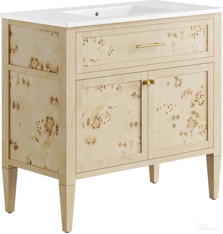 The appearance of Elysian 36 Inch Wood Bathroom Vanity In Burl designed by Modway in the modern / contemporary interior design. This white piece of furniture was selected by 1StopBedrooms from Elysian Collection to add a touch of cosiness and style into your home. Sku: EEI-4203-WHI;EEI-6139-BUR. Material: Ceramic.