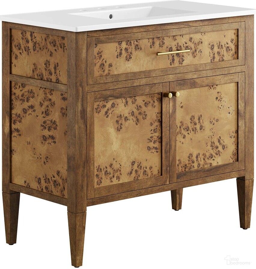 The appearance of Elysian 36 Inch Wood Bathroom Vanity In White/Brown designed by Modway in the modern / contemporary interior design. This white/brown piece of furniture was selected by 1StopBedrooms from Elysian Collection to add a touch of cosiness and style into your home. Sku: EEI-4203-WHI;EEI-6139-BRN. Material: Ceramic.