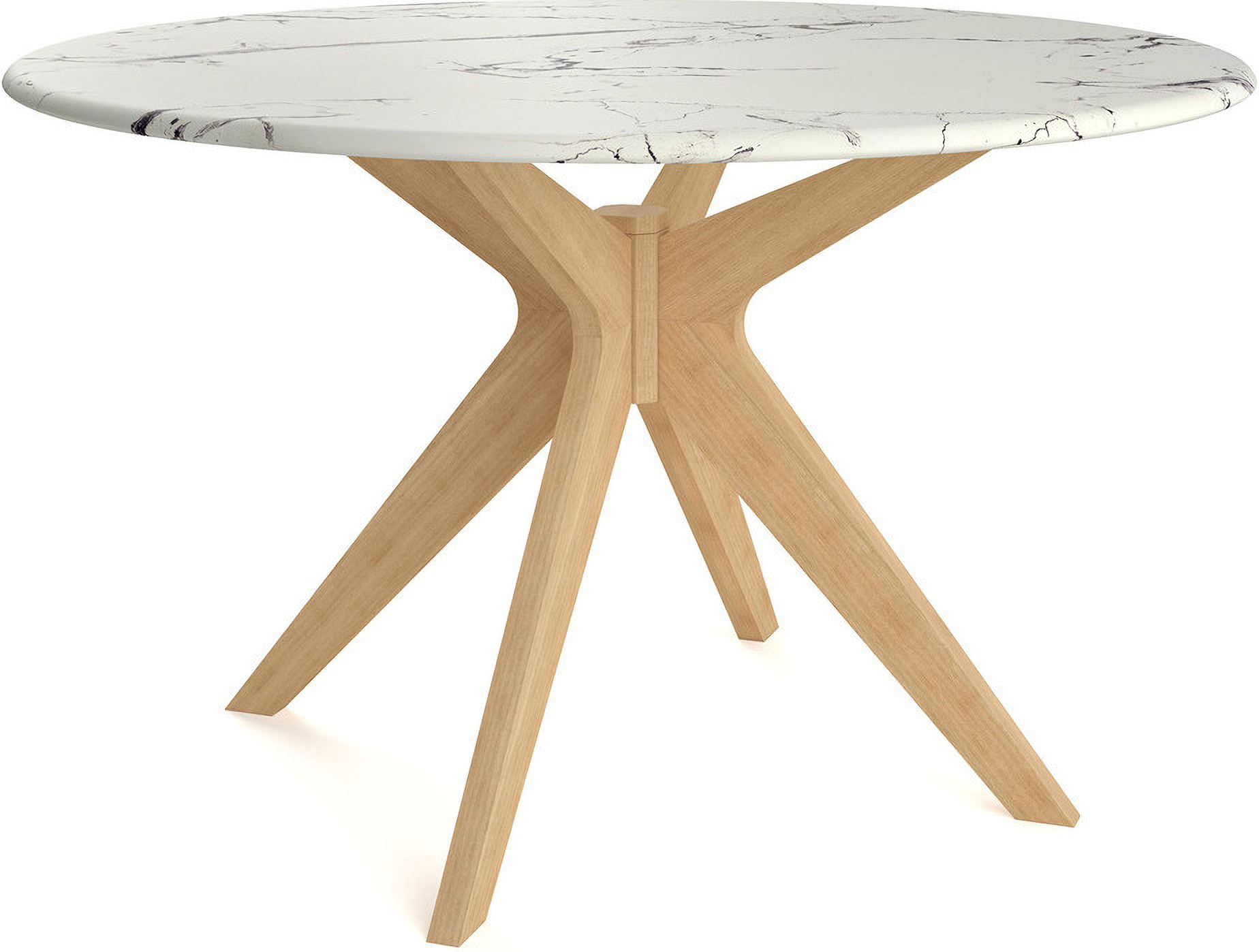 Elysian 50 Inch Round Faux Marble Dining Table In Natural Oak by Aeon